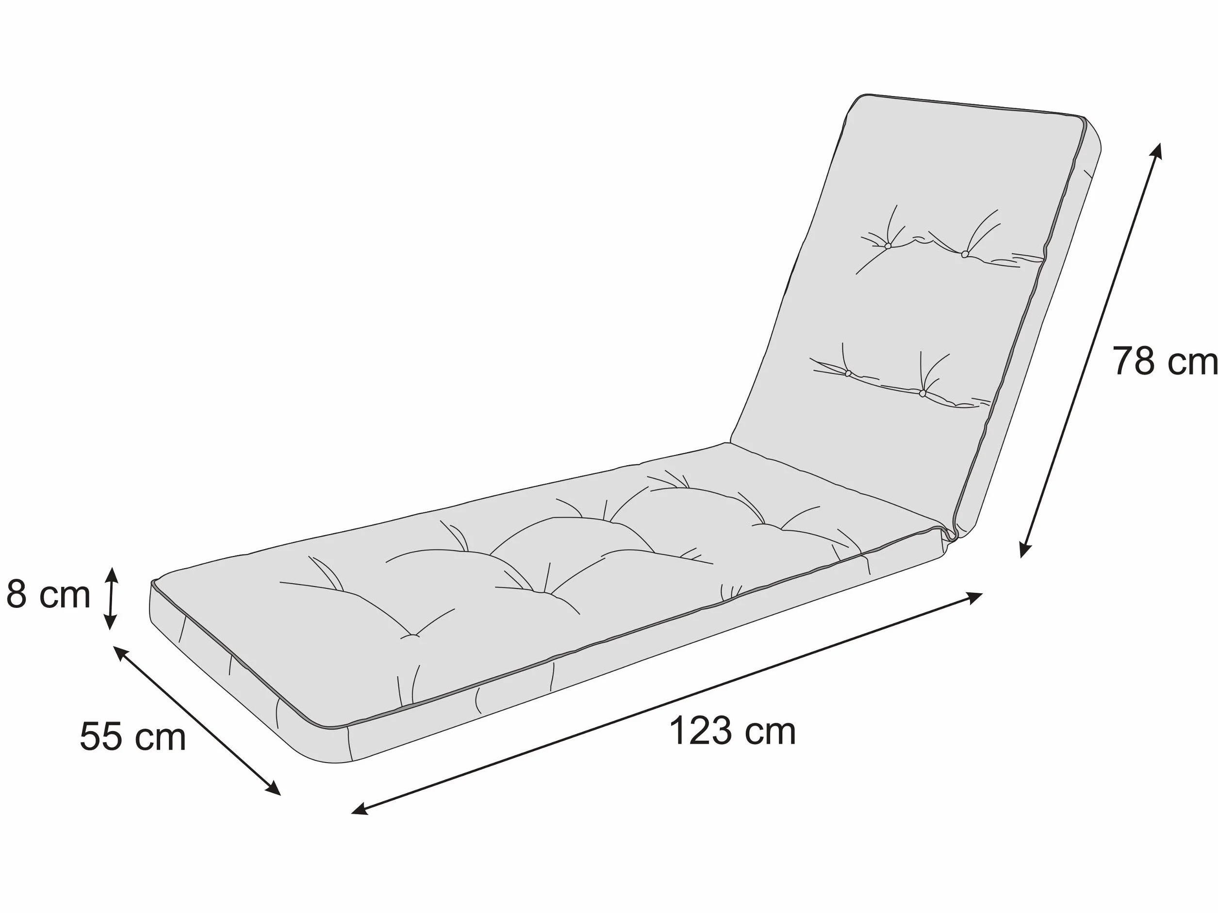 Nakładka na leżak ogrodowy, 201 x 55 cm, grubość 8 cm, wygodne poduszki na leżak ogrodowy, leżak, leżanka