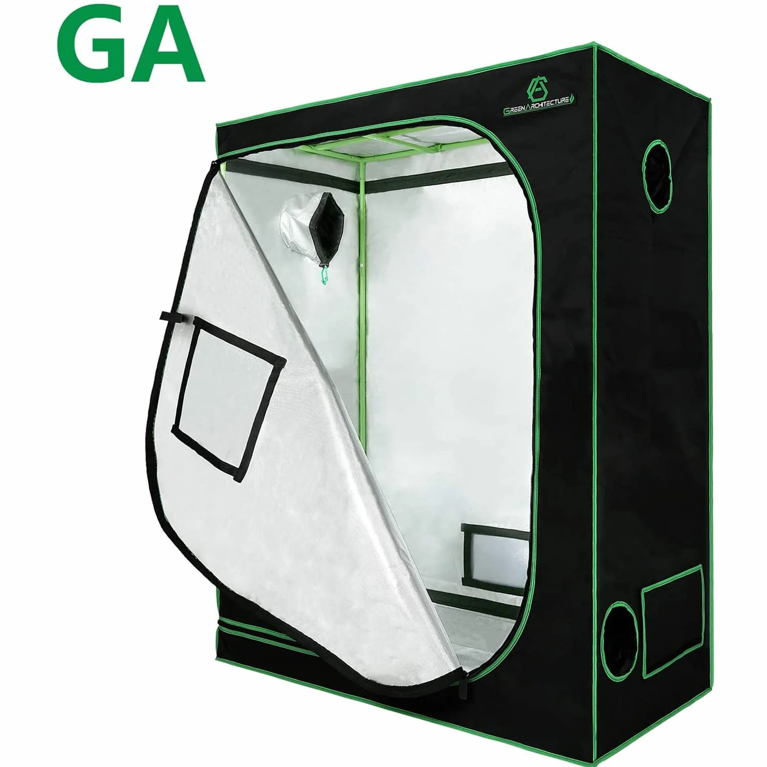 GA Grow namiot 120 x 60 x 150 cm 48 cali x 24 cali x 60 cali odblaskowy milarny hydroponiczny namiot z okienkiem obserwacyjnym i wodoodporną tacą podłogową do uprawy roślin w pomieszczeniach (120 x 60 x 150 cm)