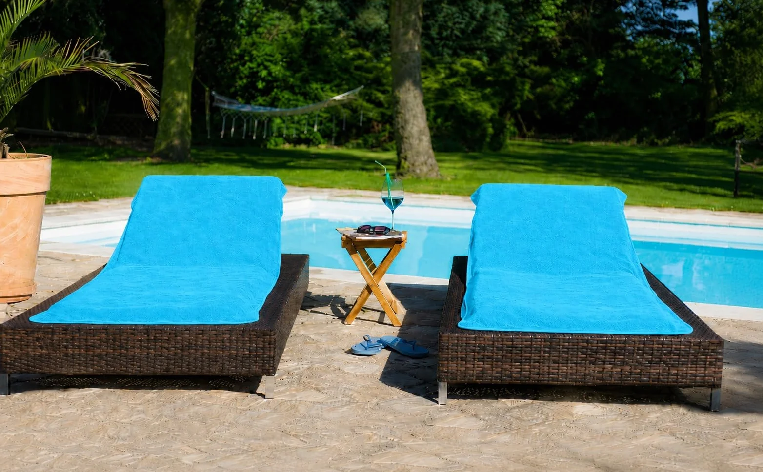Brandsseller Pokrowiec ochronny na leżak ogrodowy, plażowy, ręcznik frotte, ok. 75 x 200 cm – turkusowy