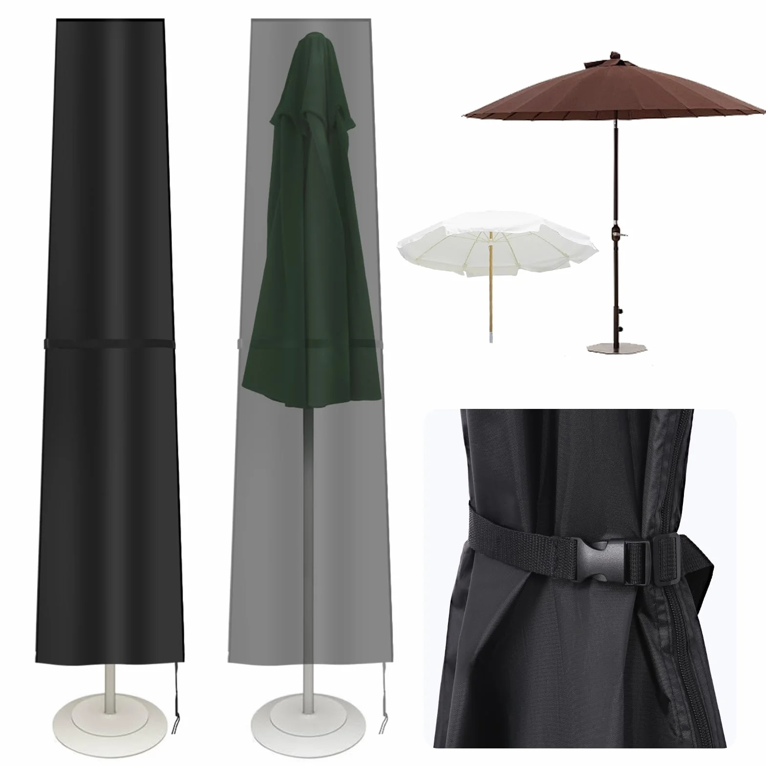 Wodoodporny pokrowiec ochronny na parasol przeciwsłoneczny, 210D, pokrowiec na parasol Ø 2 m/3 m, pokrowiec na parasol boczny (ampelschirm), osłona, czapka na parasol, osłony na parasol targowy