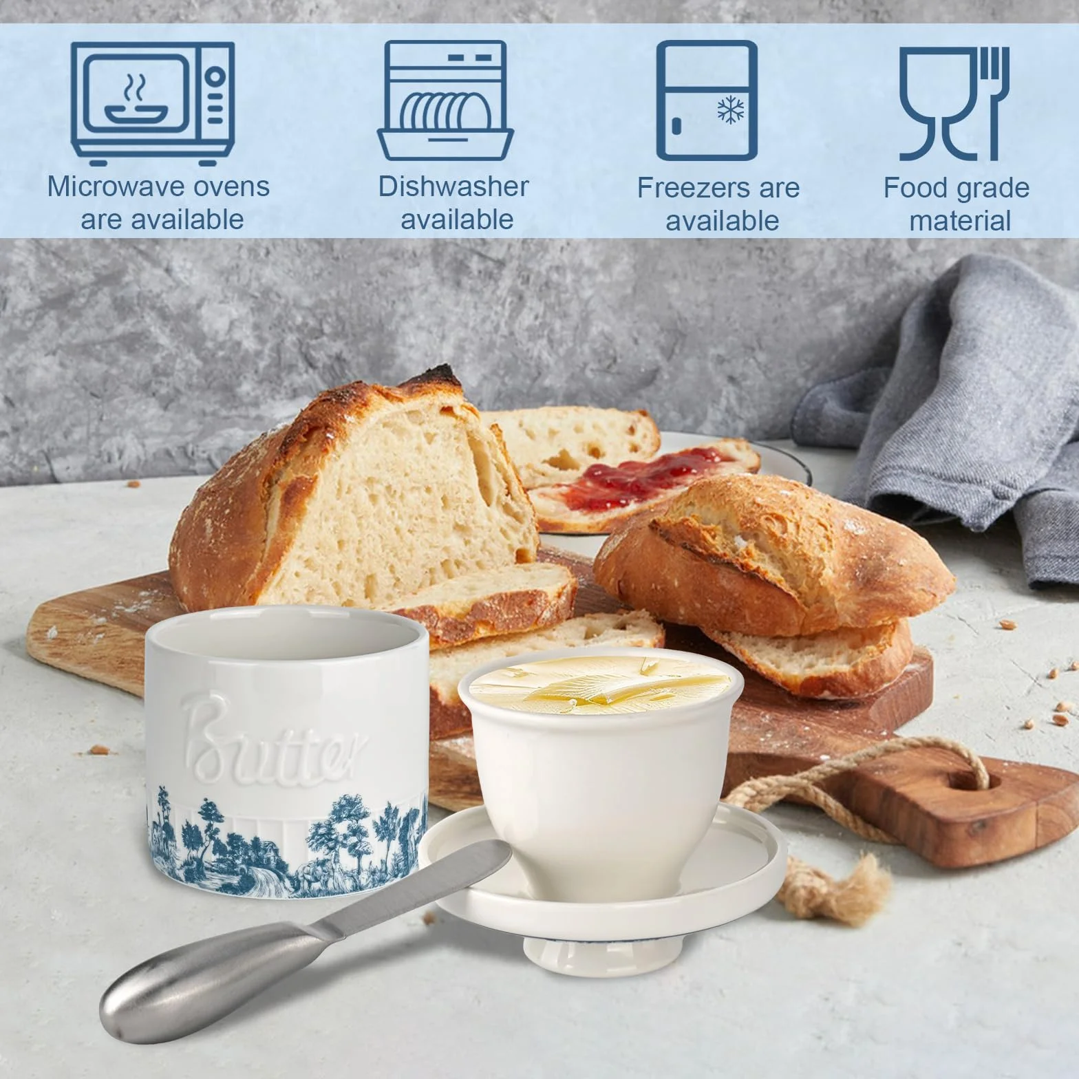 Butterglocke ceramiczny nóż do masła francuska maselniczka z pokrywką chłodzona wodą