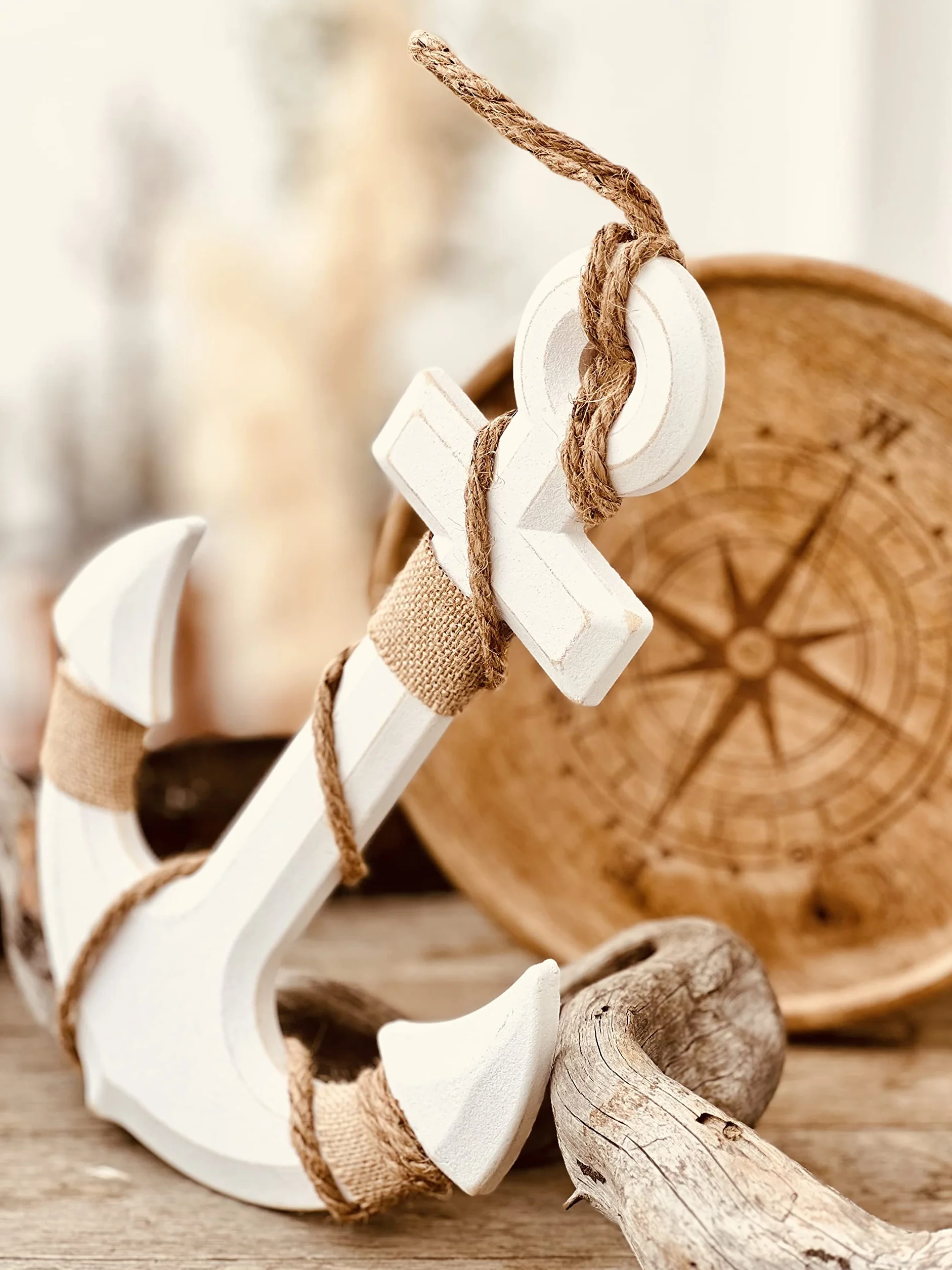 Brandsseller Dekoracyjna zawieszka kotwica Used Look Maritim 32,5 x 22 x 2,5 cm z drewna ze sznurkiem