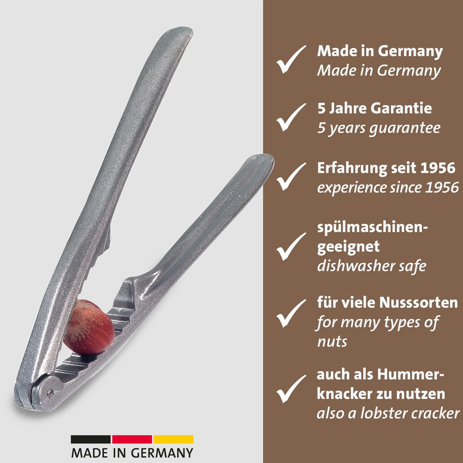 Westmark Dziadek do orzechów/Szczypce do homara, Długość: 15 cm, Aluminium, Herkules, Srebrny, 33002270