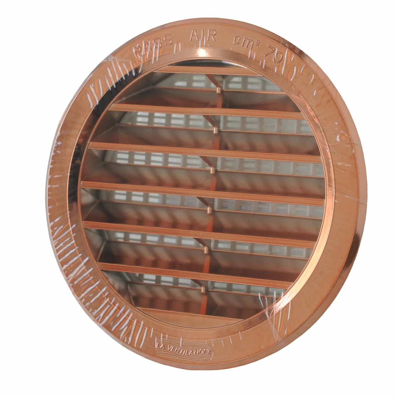 La Ventilazione T10RRAN kratka wentylacyjna z tworzywa sztucznego, okrągła, kratka podtynkowa, wygląd miedzi, Ø 120 mm