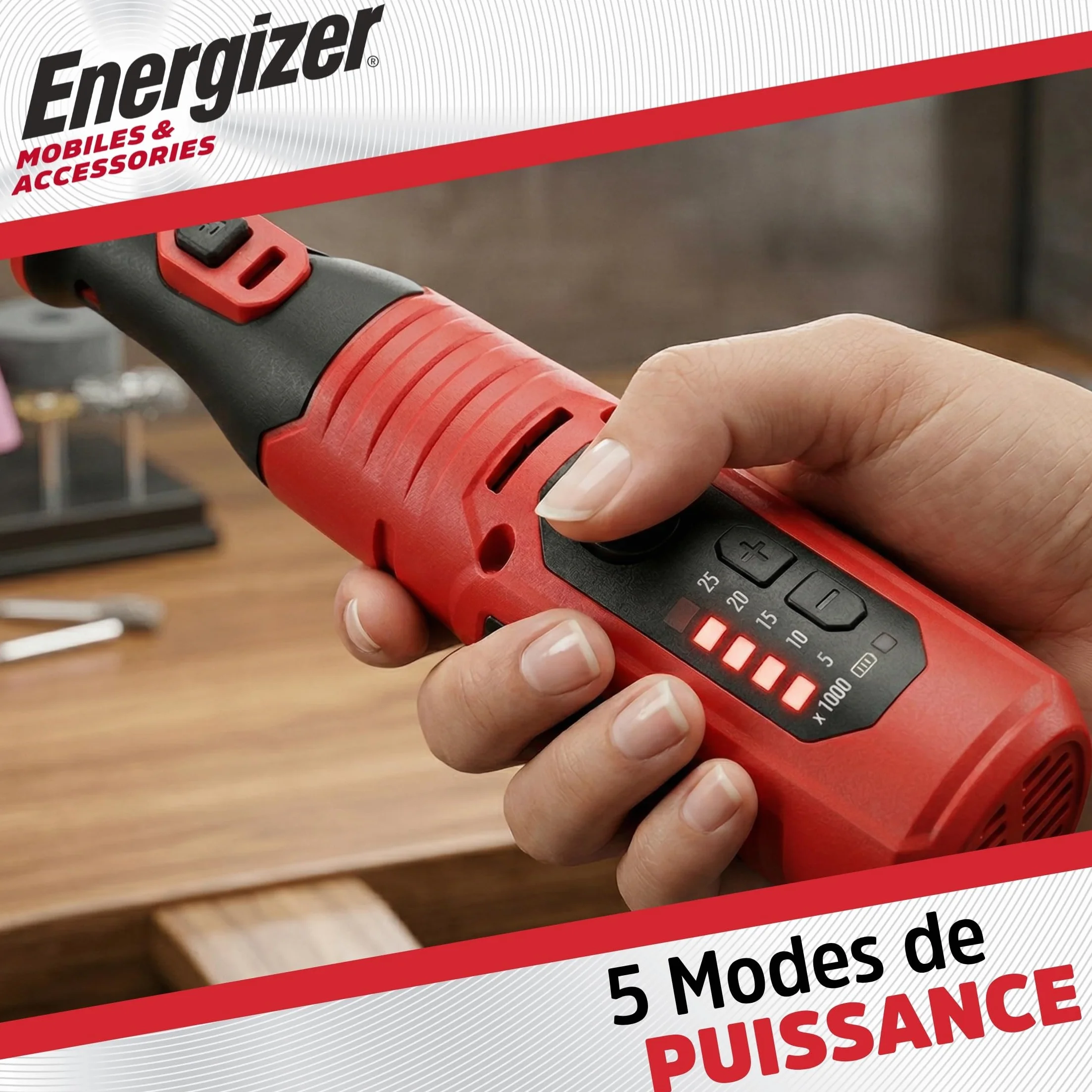 Energizer Bezprzewodowa szlifierka precyzyjna - bateria USB-C 1500 mAh - 5 prędkości (5000-25000 obr./min) - 40 akcesoriów - grawerowanie, szlifowanie, cięcie, polerowanie - kompaktowe i lekkie