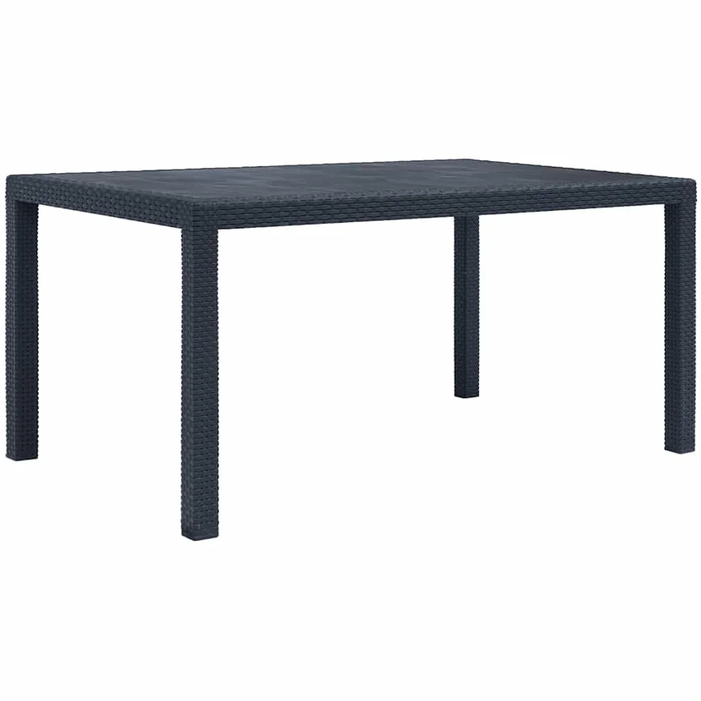 vidaXL Stół ogrodowy, antracytowy, 150x90x72 cm, plastikowy