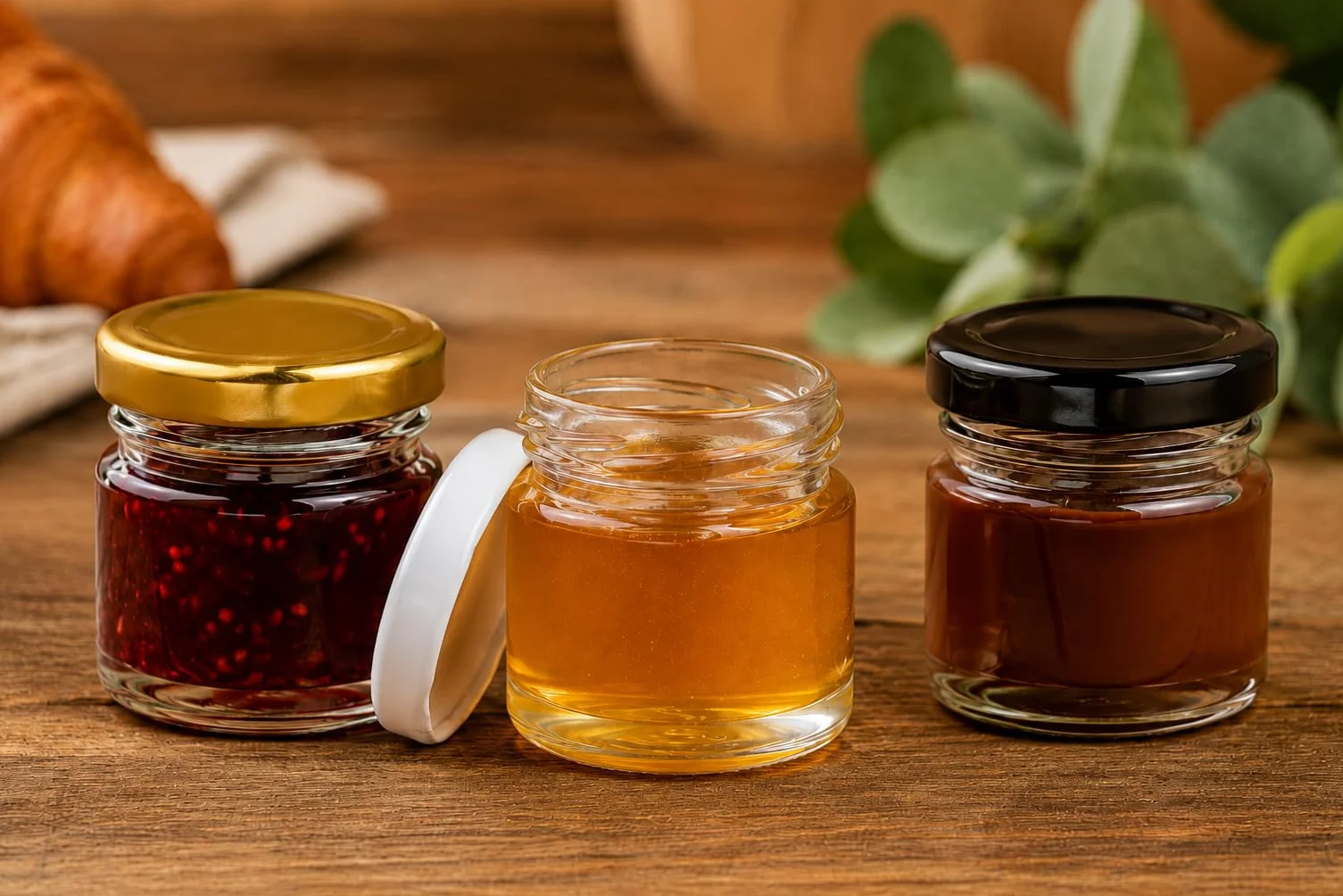 Mini słoiki 40 ml 40 szt. złota pokrywka na przetwory, dżem, miód