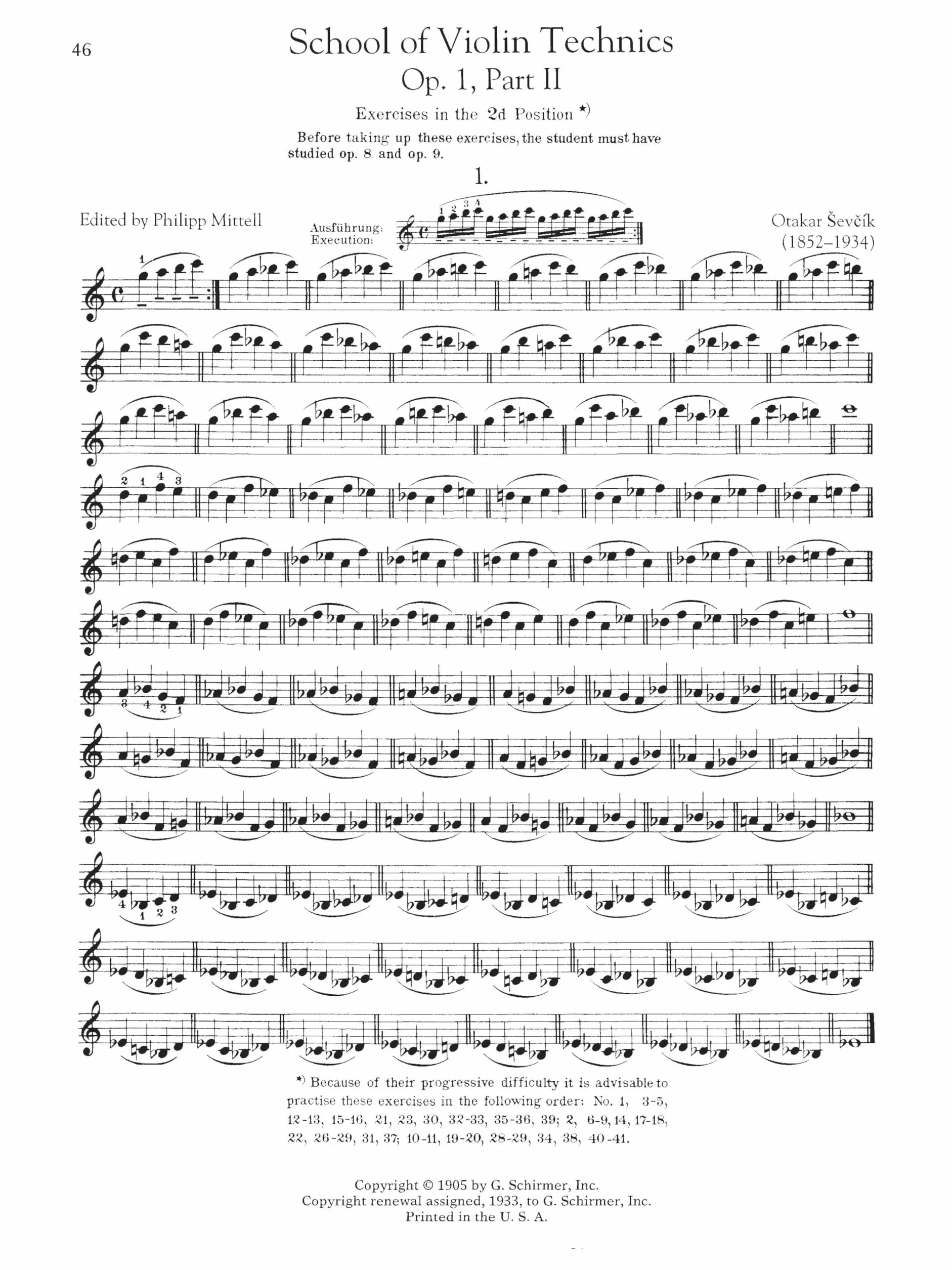 Otakar sevcik: the school of violin technics op.1 complete: Schirmer Library of Classics Volume 2091