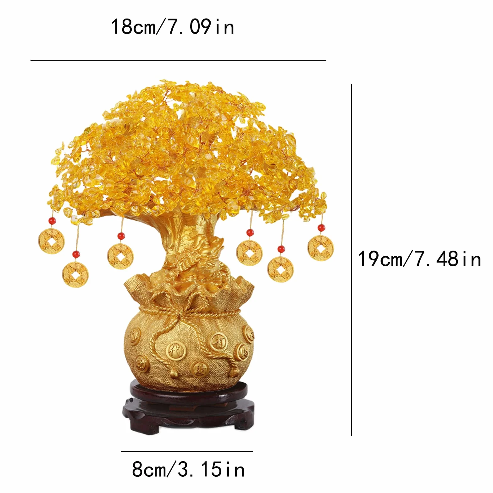 Drzewko na pieniądze Feng Shui Bonsai, złote drzewo szczęścia, drzewo na pieniądze Feng Shui, do domu, biura, jako dekoracja sklepu