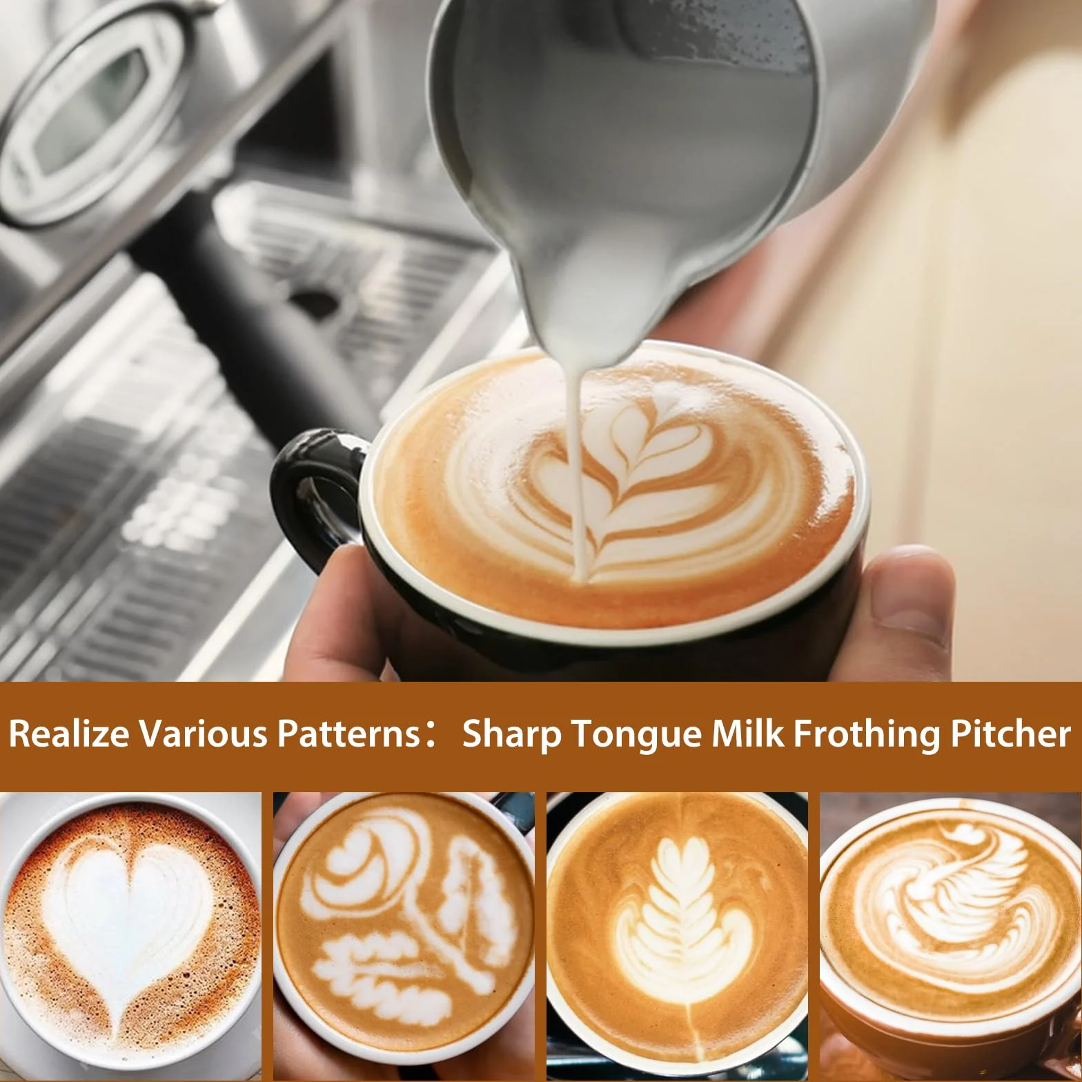Dzbanek na mleko Barista 350 ml ze stali nierdzewnej do piany z igłą do latte art
