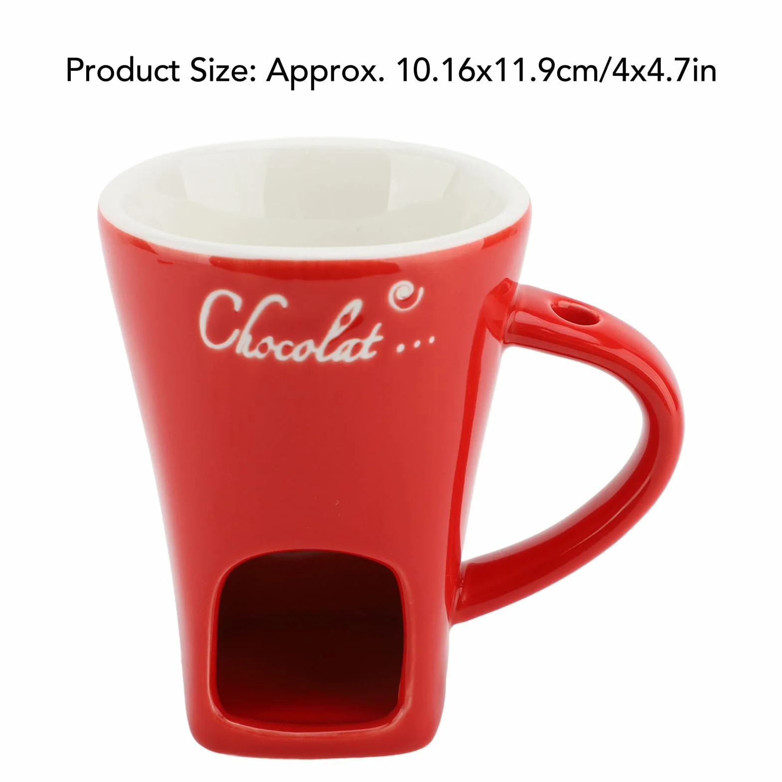 Ceramiczny Kubek do Topienia Czekolady Fondue z Widelcem, Czerwony