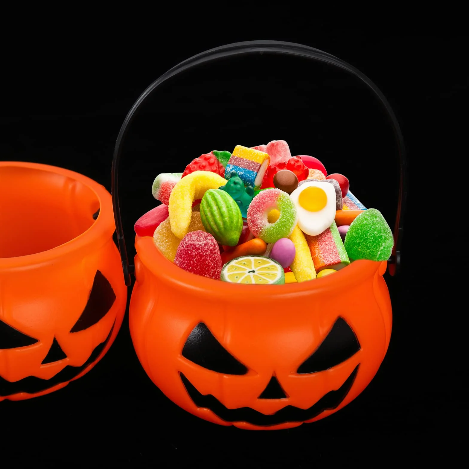10 sztuk wiaderek na Halloween na słodycze z uchwytem, kociołek na słodycze lub słodycze, dla dzieci, na imprezę halloweenową, akcesoria