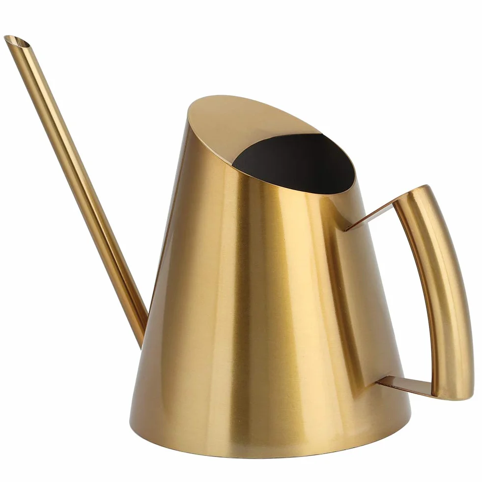 Konewka metalowa, złota konewka mała konewka do roślin domowych z długim wylewką do roślin domowych (900 ml)