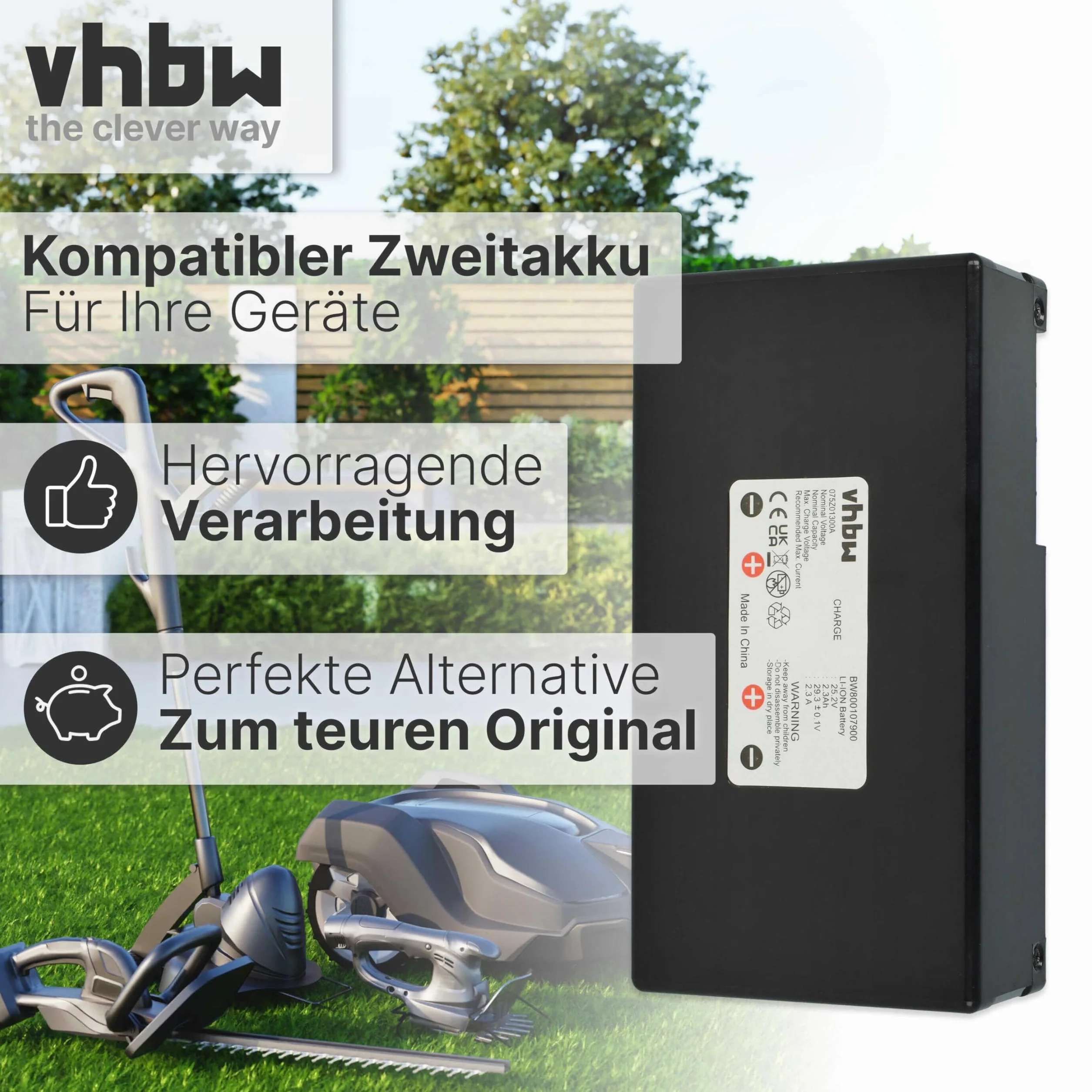 vhbw Akumulator kompatybilny z kosiarką automatyczną Stiga 125, 127, 200, 223, 225, 225s, 228, 228s (2300 mAh, 25,2 V, litowo-jonowa)