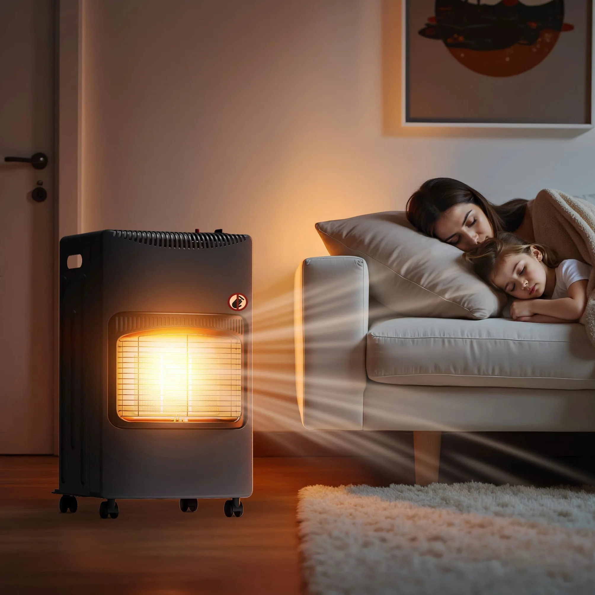 Wiltec Piecyk gazowy na butle 4,2 kW grzejnik 42 x 45 x 75,7 cm składany ogrzewacz gazowy na taras z zabezpieczeniem ODS na kołach, kompatybilny z butlami gazowymi do 13 kg
