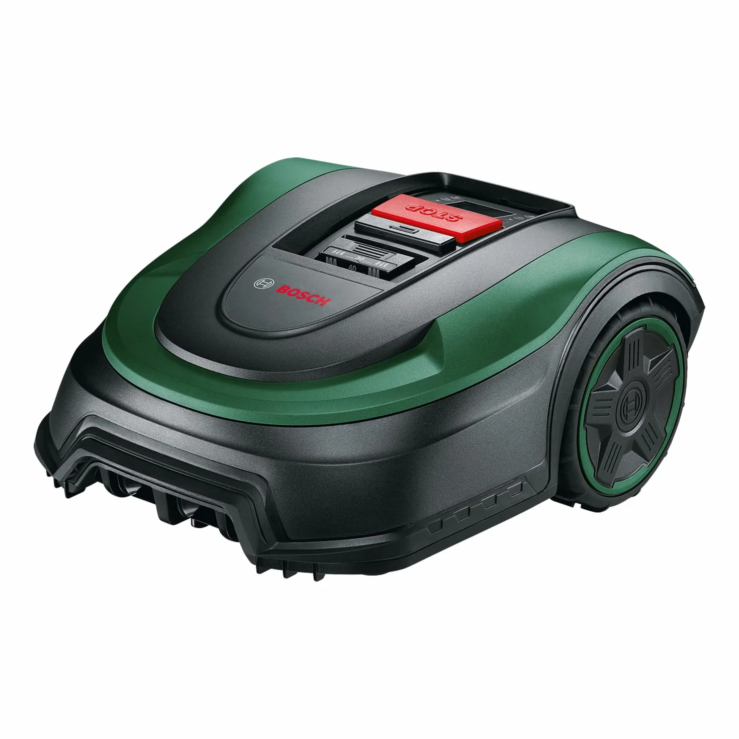 Bosch Home and Garden automatyczna kosiarka trawnikowa Indego S+ 500 (z akum. 18V i funkcją aplikacji, stacja ładująca w zestawie, szer. koszenia 19cm, do trawników o powierzchni do 500m², w kartonie)