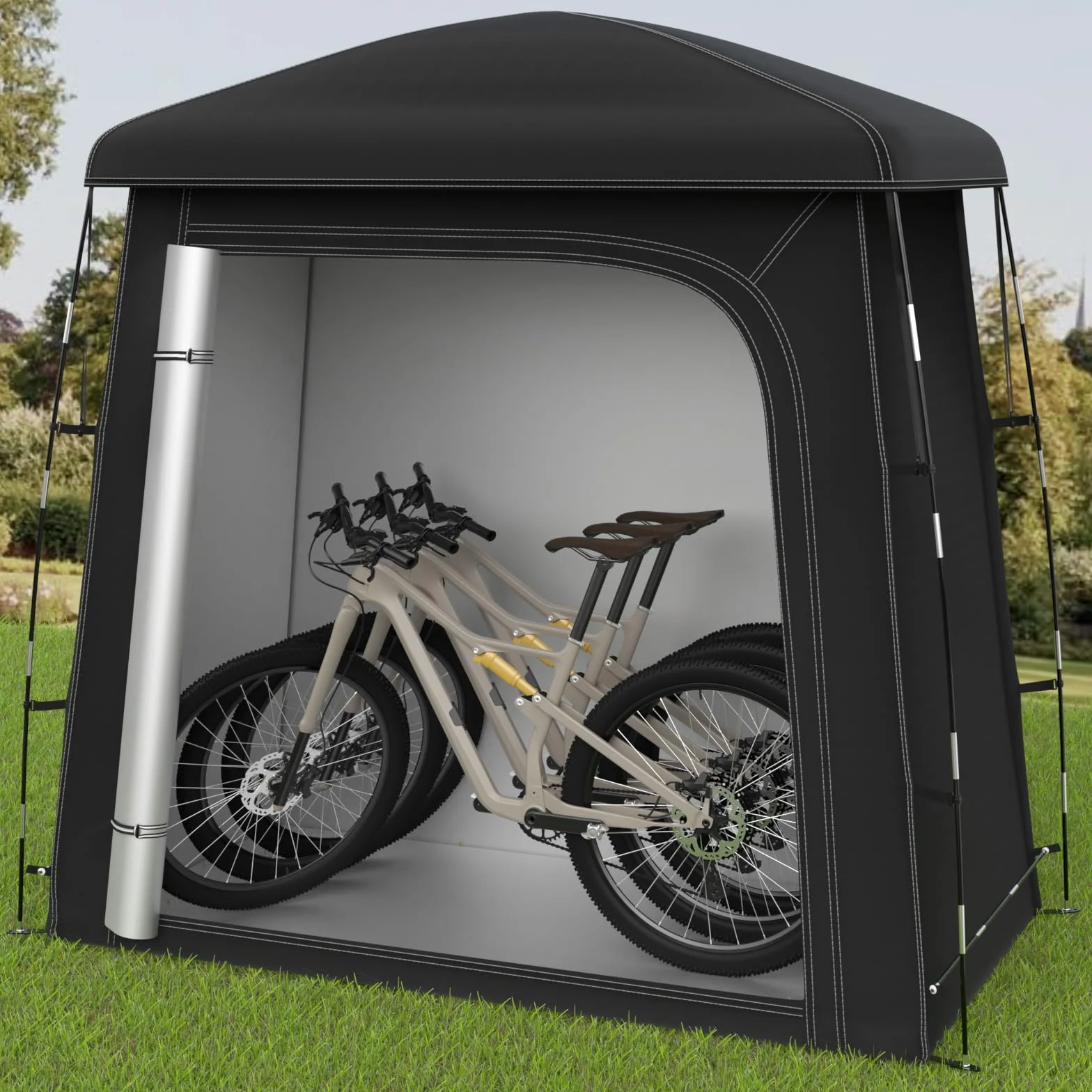 Namiot do przechowywania rowerów, przenośne zewnętrzne szopy do przechowywania rowerów na 3 rowery, 210D Oxford Fabric Wodoodporne pokrowce na rowery, schronienie na motocykl 200X100X190 CM