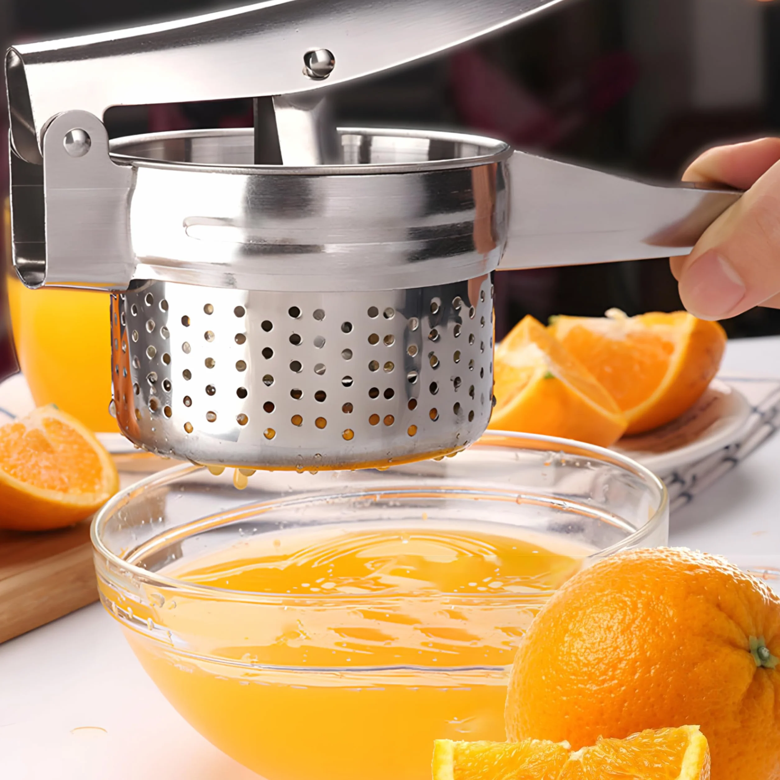 Retoo Praska do ziemniaków ze stali nierdzewnej, tłuczek do puree, wielożyłowa prasa