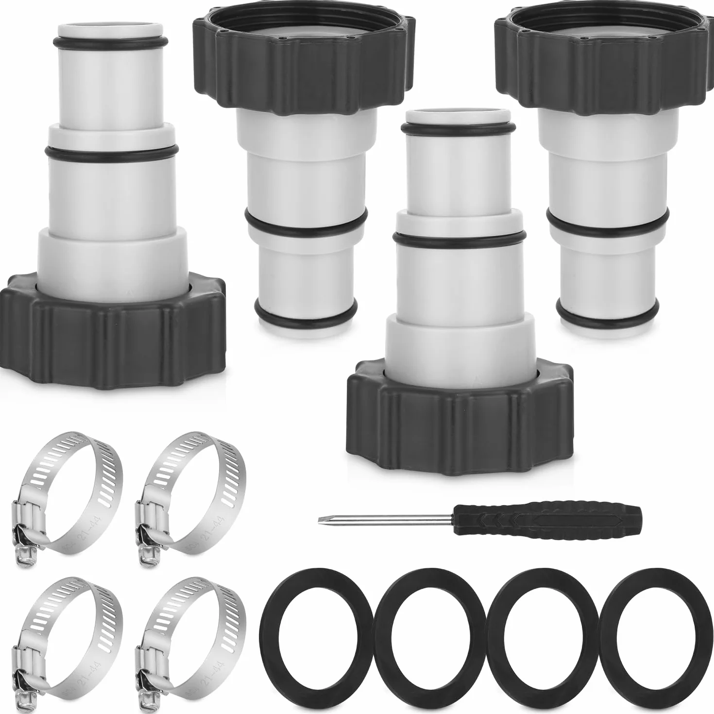 Adapter węża basenowego 4PCS, adapter do basenu Intex, zestaw adaptera węża basenowego, adapter węża do pompy, złącze do węża basenowego Ø 32 i 38 mm, adapter węża basenowego