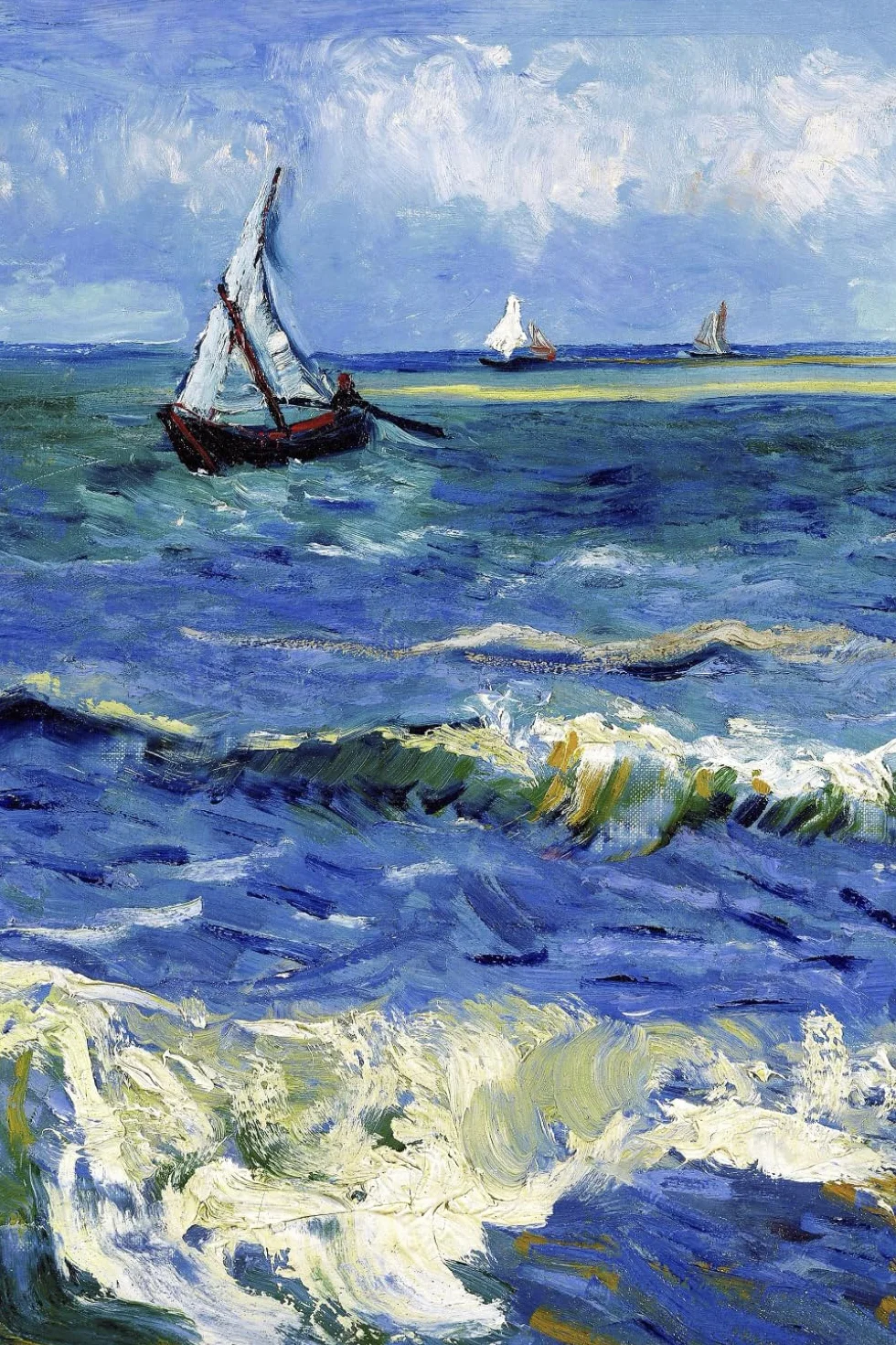 Van Gogh Journal #21: Vincent Van Gogh Notebook Journal To Write In 6x9" 150 Lined Pages - Fishing Boats Near Saintes-Maries - Cool Artist Gifts