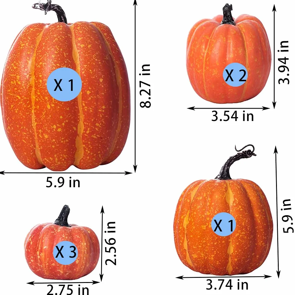 7 szt. sztucznej dyni, sztuczna dynia, jesienna dekoracja na Święto Dziękczynienia, Halloween, Boże Narodzenie
