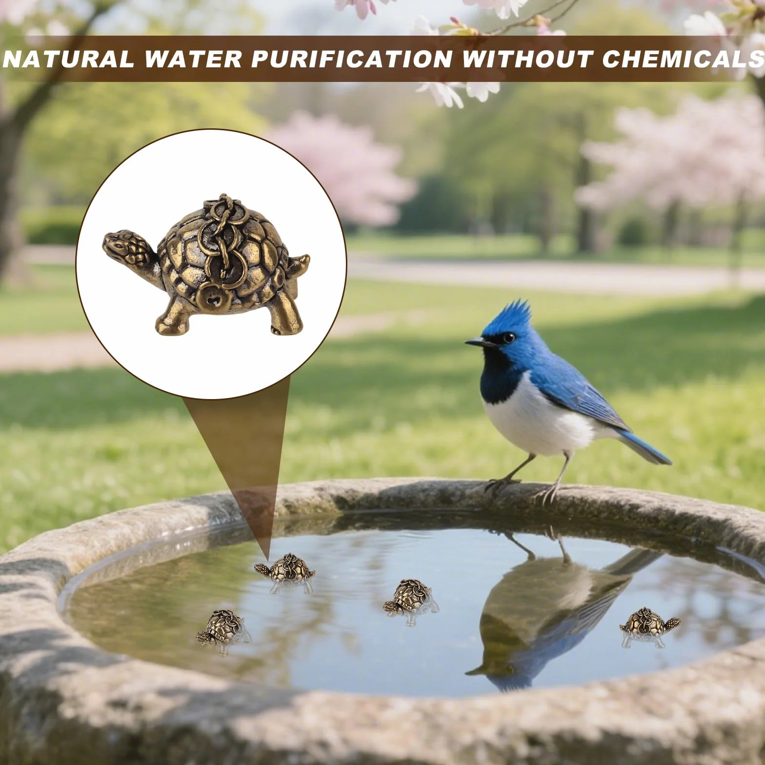 4szt Minimalne Miedziane Ozdoby Kąpieli Kształcie Żółwia, Środek Czyszczenia Poidełek dla Ptaków Mosiężny Środek Czyszczenia Birdbaths Dekoracje do Zewnętrznych Poidełek Misek Ptaków