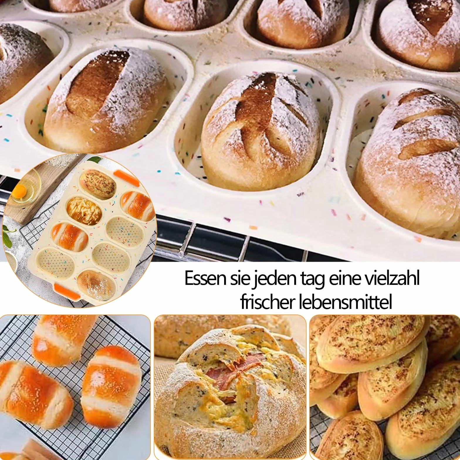 Foremka do pieczenia bułek 8 bułek nieprzywierająca forma do chleba