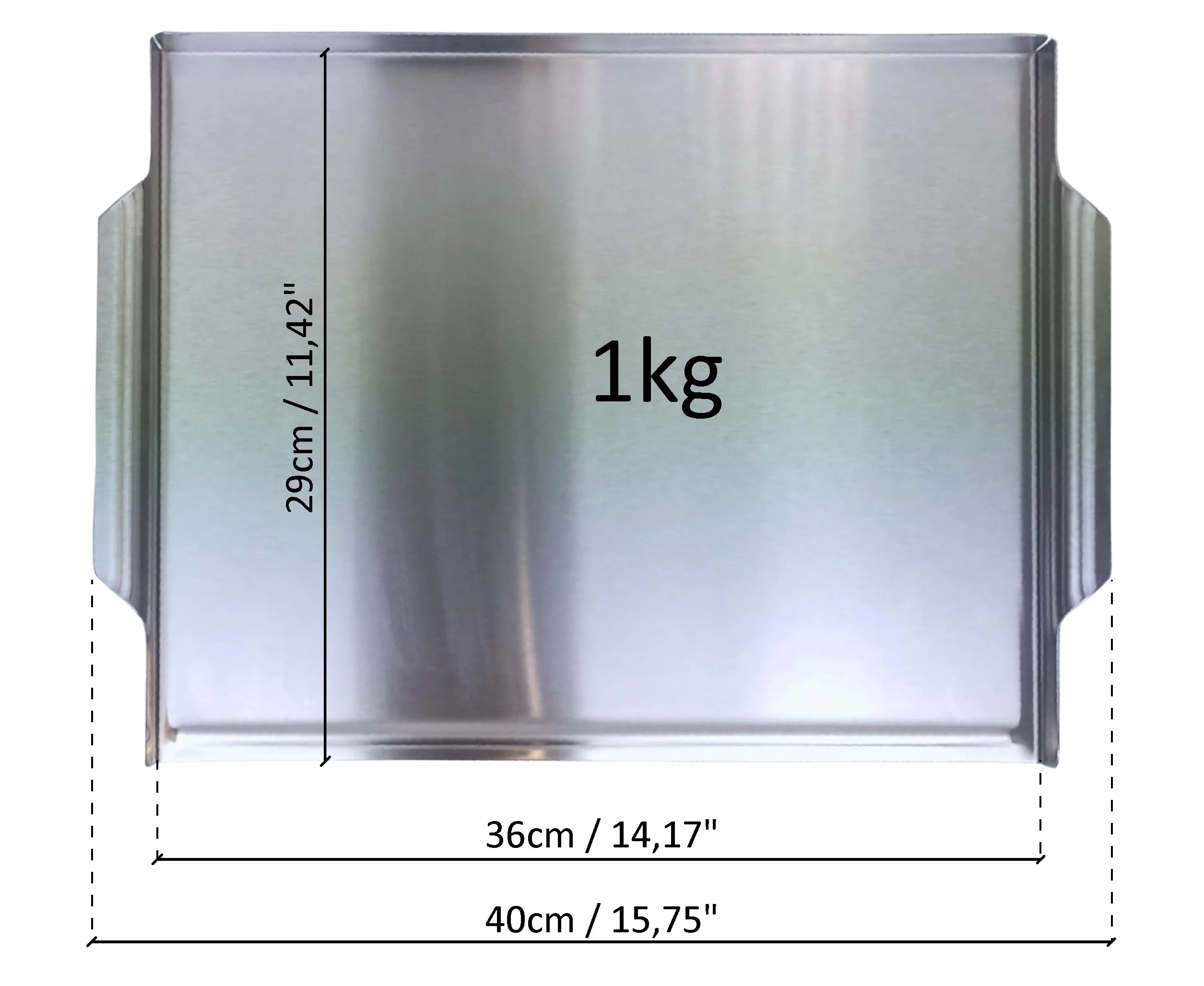 Płyta grillowa ze stali nierdzewnej 40x29 cm, Solidna taca na grilla do burgerów, mięs, warzyw, Plancha do grilla węglowego, 1 kg