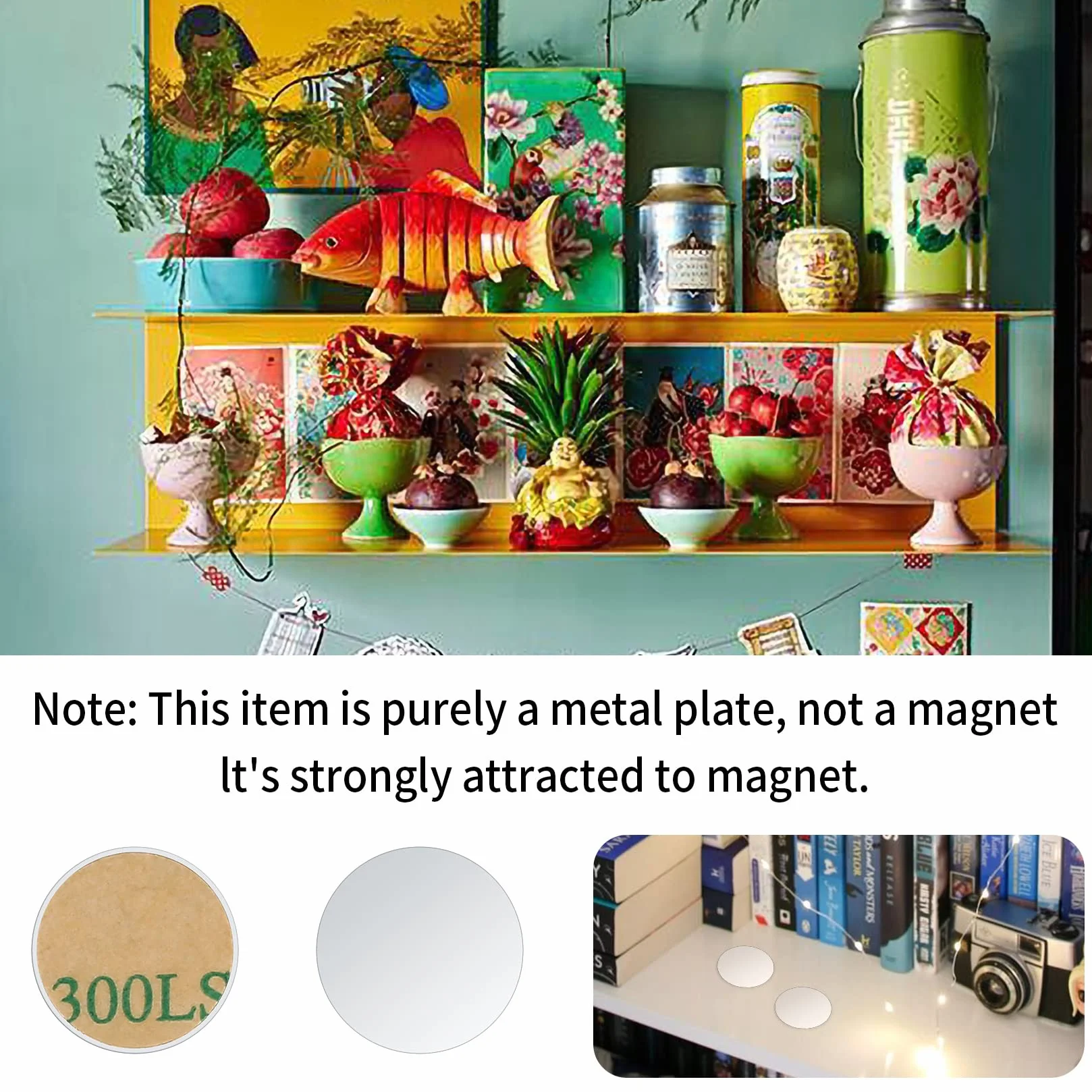 100 sztuk metalowych tabliczek z klejem do uchwytu telefonu, Ø 15 x 0,3 mm, stalowe płyty ze stali nierdzewnej do magnesu samochodowego, kompatybilne z figurkami Tonies