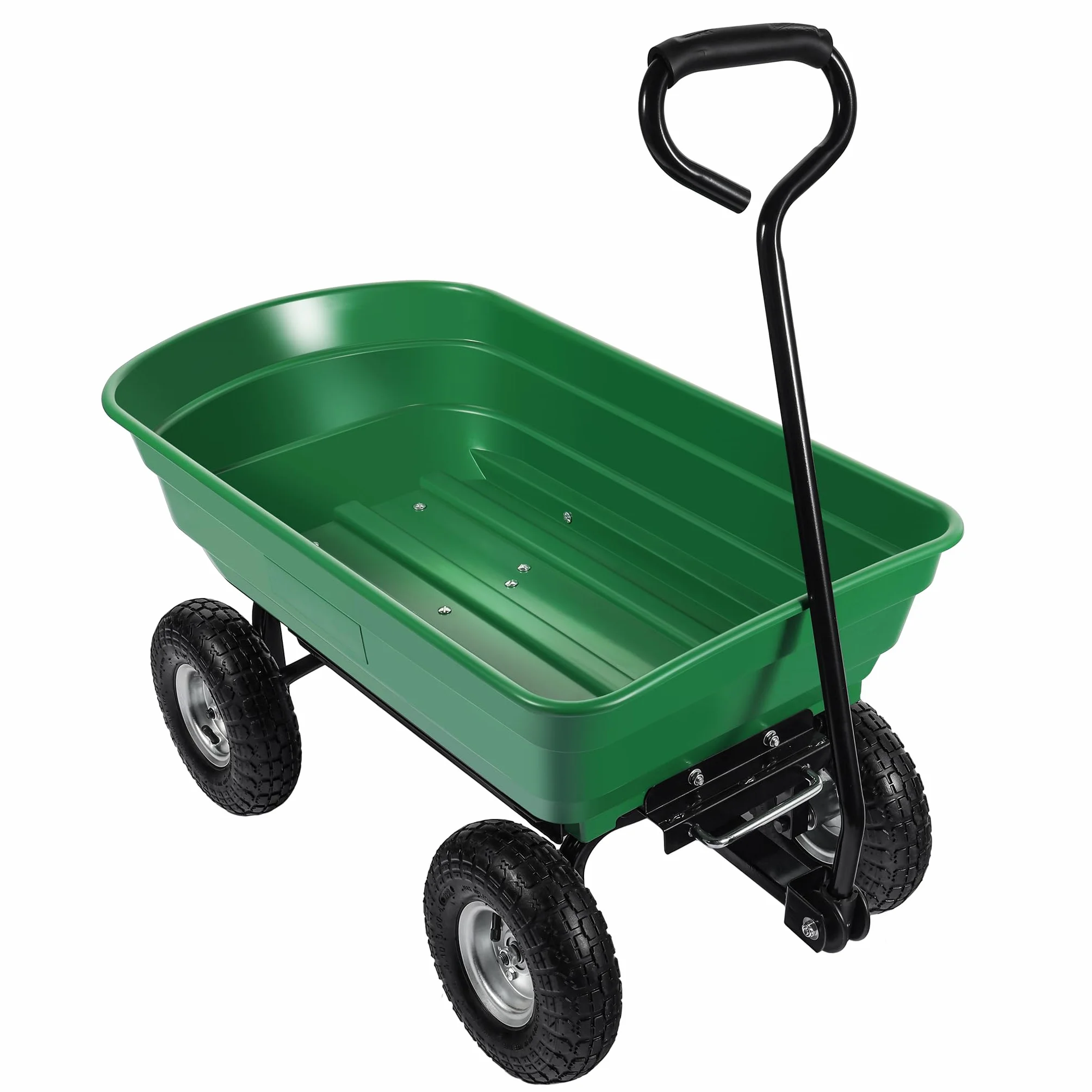 Wiltec Wózek ogrodowy z funkcją pochylenia do 240 kg nośności, wanna plastikowa o pojemności 75 l, wywrotka transportowa na 4 kołach