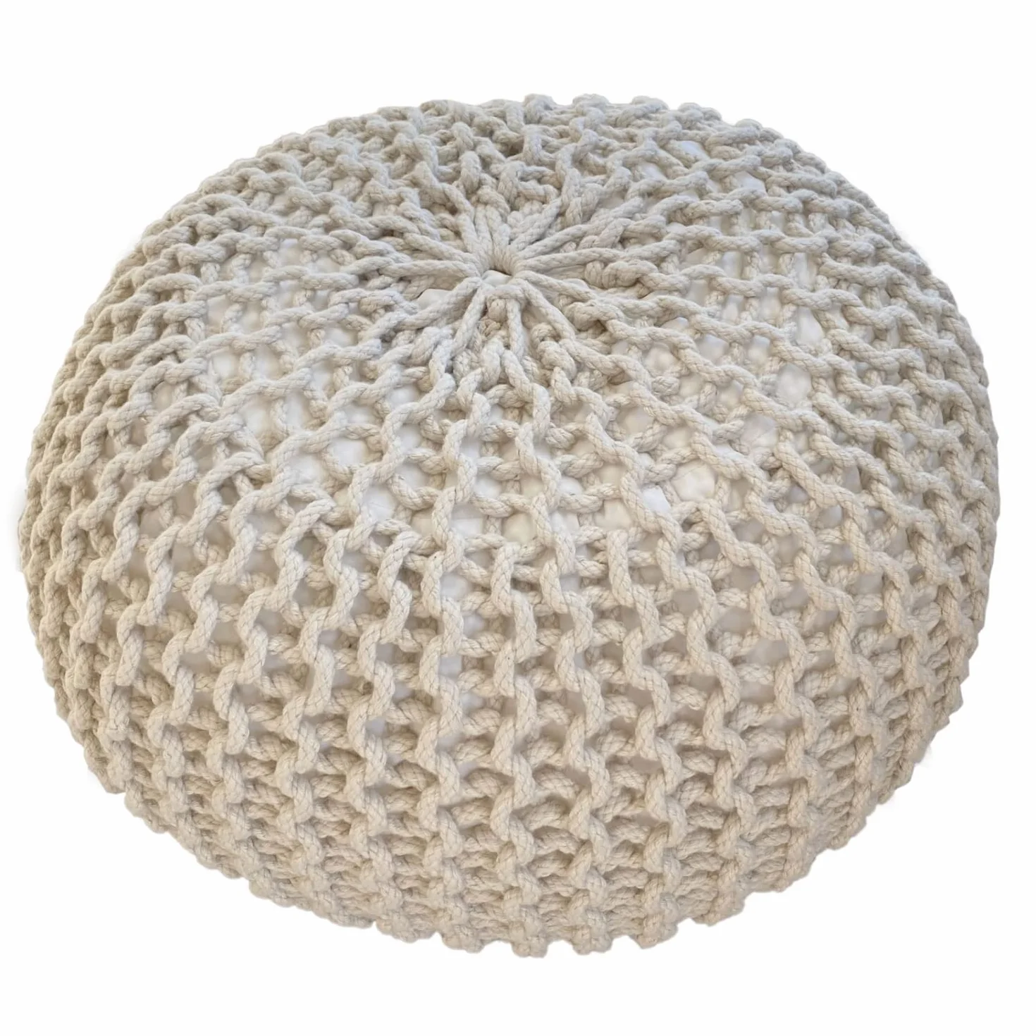 casamia lipizano puf puf pufa z dzianiny Ø 55 cm Premium do wnętrz tarasu basenu ogrodu nadaje się do prania, kolor beżowy