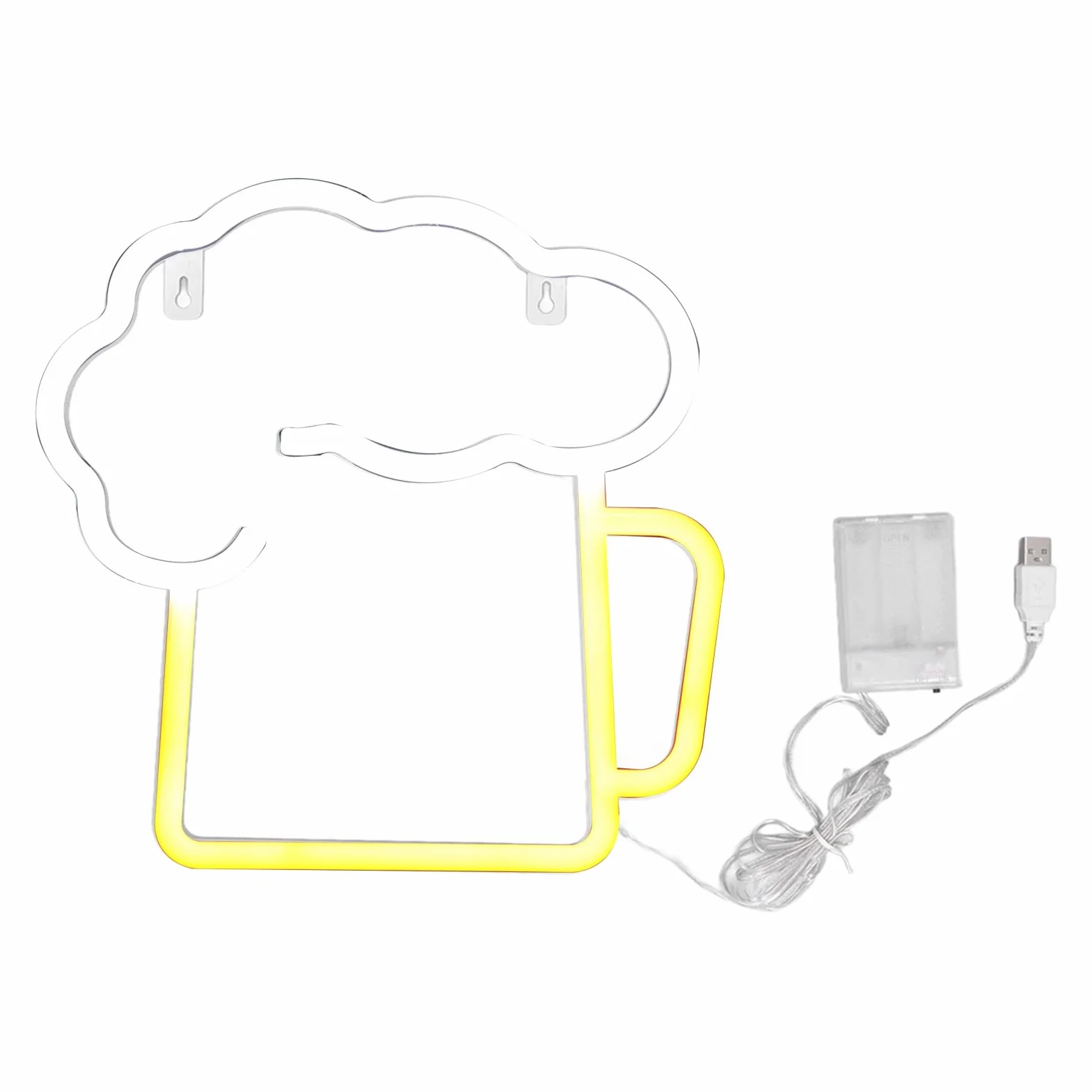 Lampka do piwa, neonowa tabliczka piwa, żółta, biała, zasilana bateriami, zasilanie USB, IP45, wodoszczelna, łatwa do zawieszenia, dekoracyjne lampy ścienne, tabliczka barowa