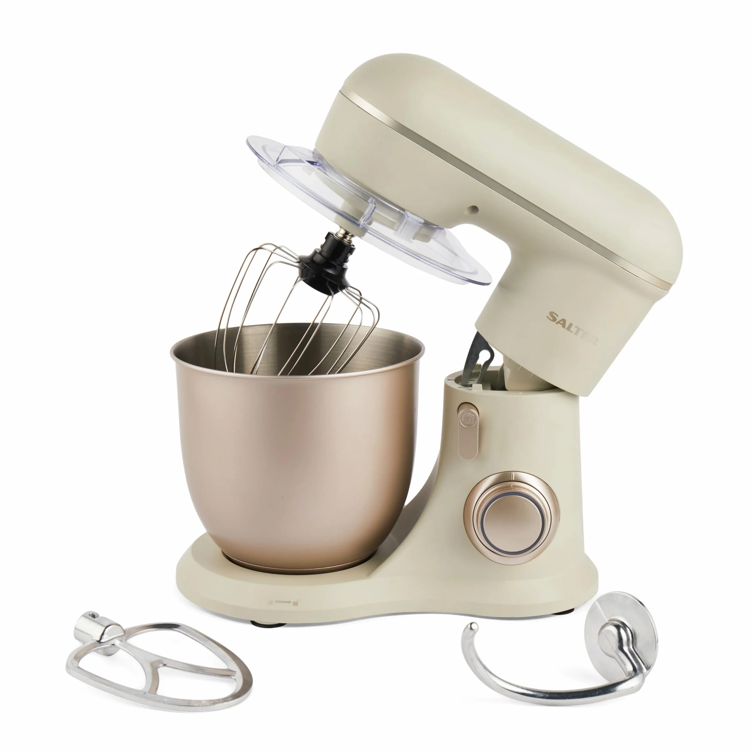 Salter Bakes Stand Mixer – Electric Baking Whisk, 10 Speeds with Pulse Setting, 4 Litre Mixing Bowl, Planetary Mixing Action, Splash Guard, Whisk, Dough Hook, and Beater Attachments, 1300W