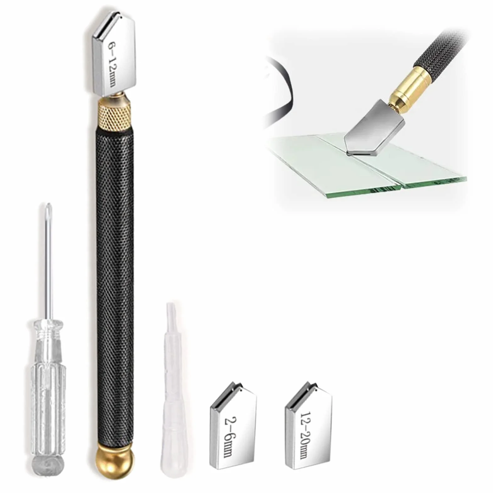 KARELLS Narzędzia do cięcia szkła, przecinaki do szkła, 5 sztuk przecinaków do szkła, przecinak do szkła z diamentem, przecinak diamentowy, do grubego szkła, mozaiki i płytek ołówek