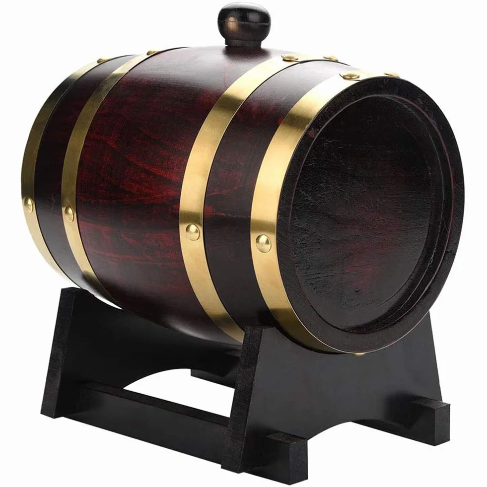 Dębowa Beczka do Starzenia 5 L z podstawką na Whisky, Port, Rum - Drewniana Beczka Fermentacyjna na Alkohole