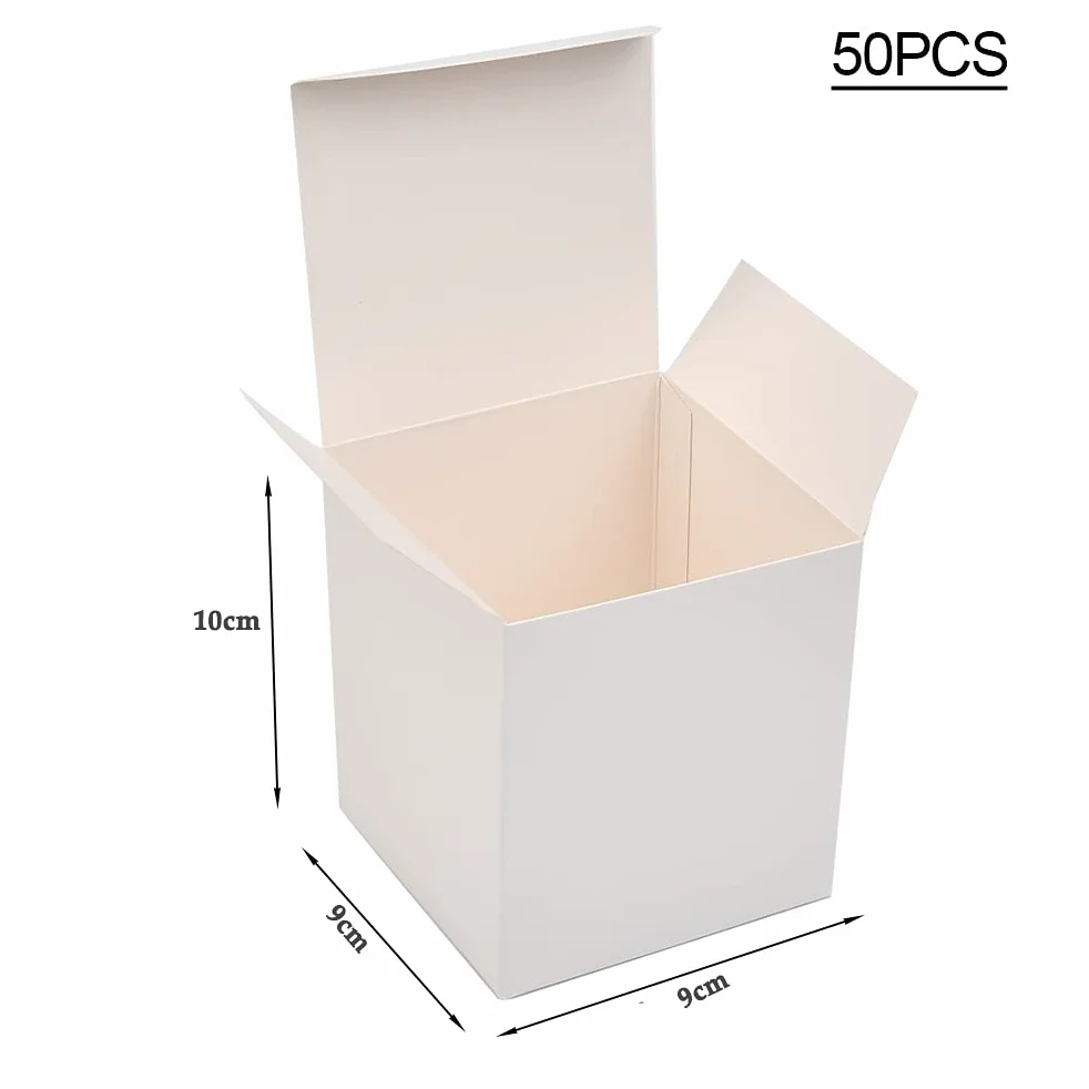 Białe pudełka prezentowe papierowe z pokrywkami 10x9x9 cm 50 szt.