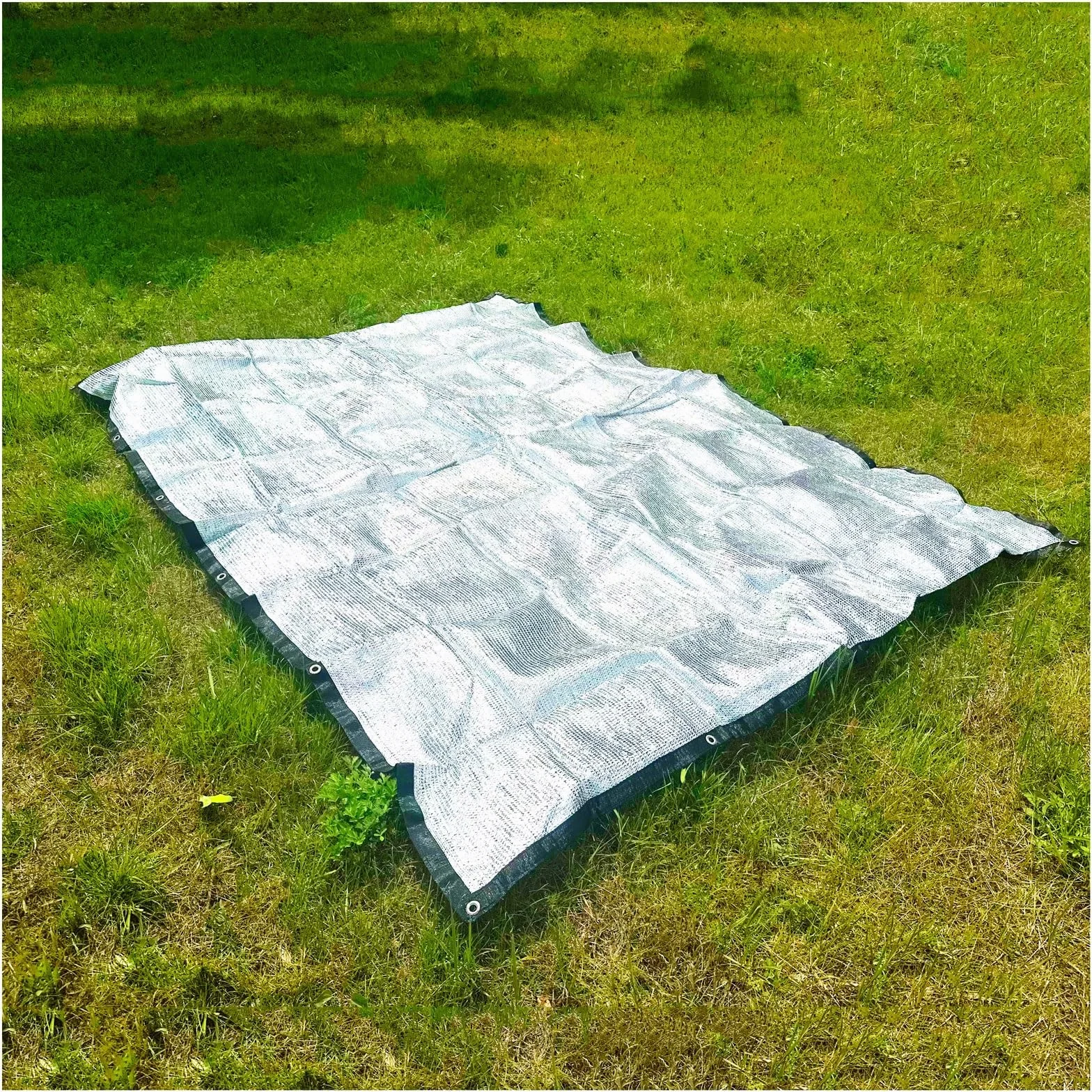 AITAF Aluminiowe panele z tkaniny z przelotkami, tkanina aluminiowa blokuje słońce odbijający słońce osłona samochodowa osłona dla zwierząt domowych odblaskowa do pergoli psa baldachim siatka (rozmiar: 3 x 4 m)