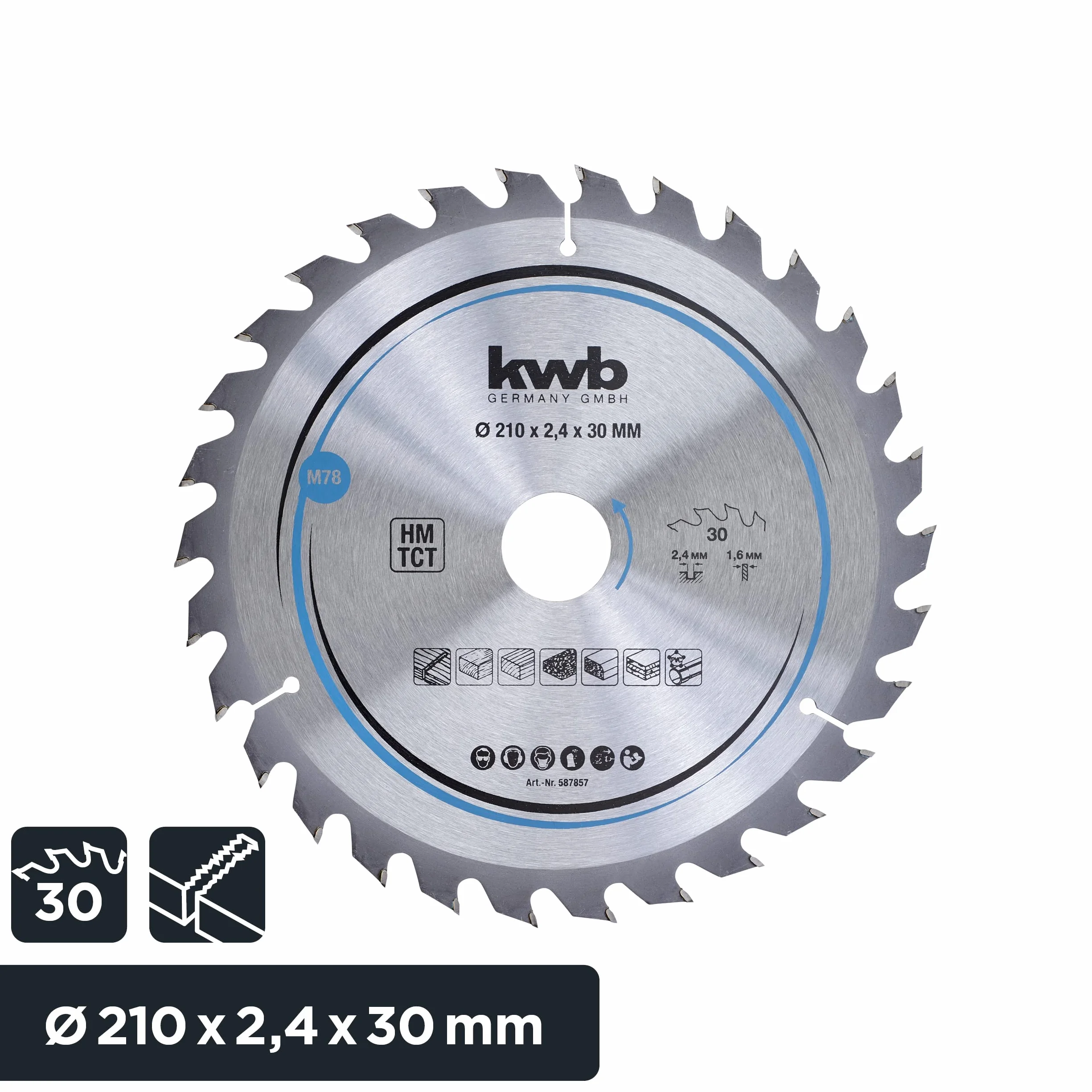 kwb Brzeszczot do piły tarczowej 210 x 30 mm – szybkie cięcie, nadaje się do miękkiego i twardego drewna, płyt stolarskich i płyt wiórowych