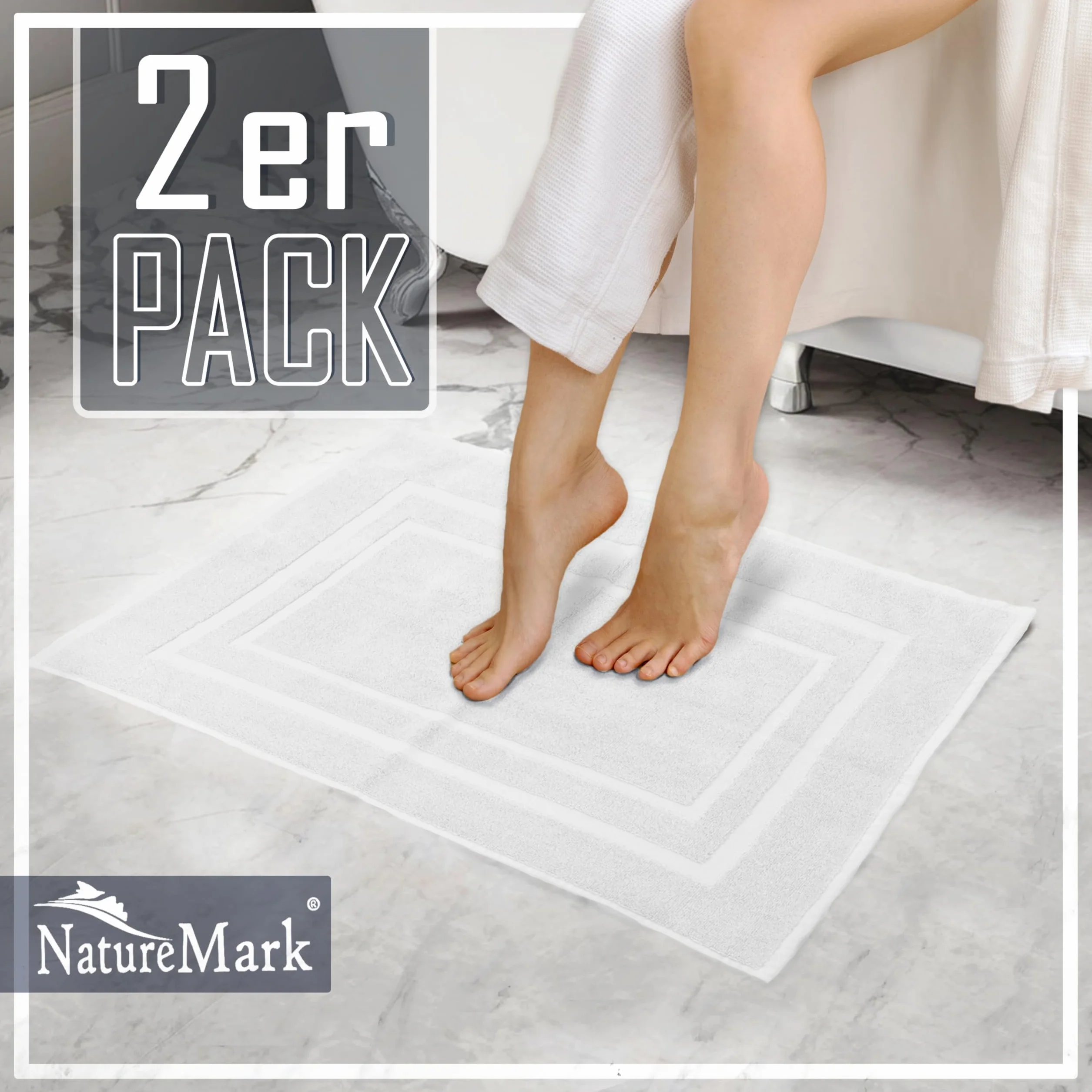 NatureMark Dywanik łazienkowy 100% bawełna 50 x 80 cm dwupak biały