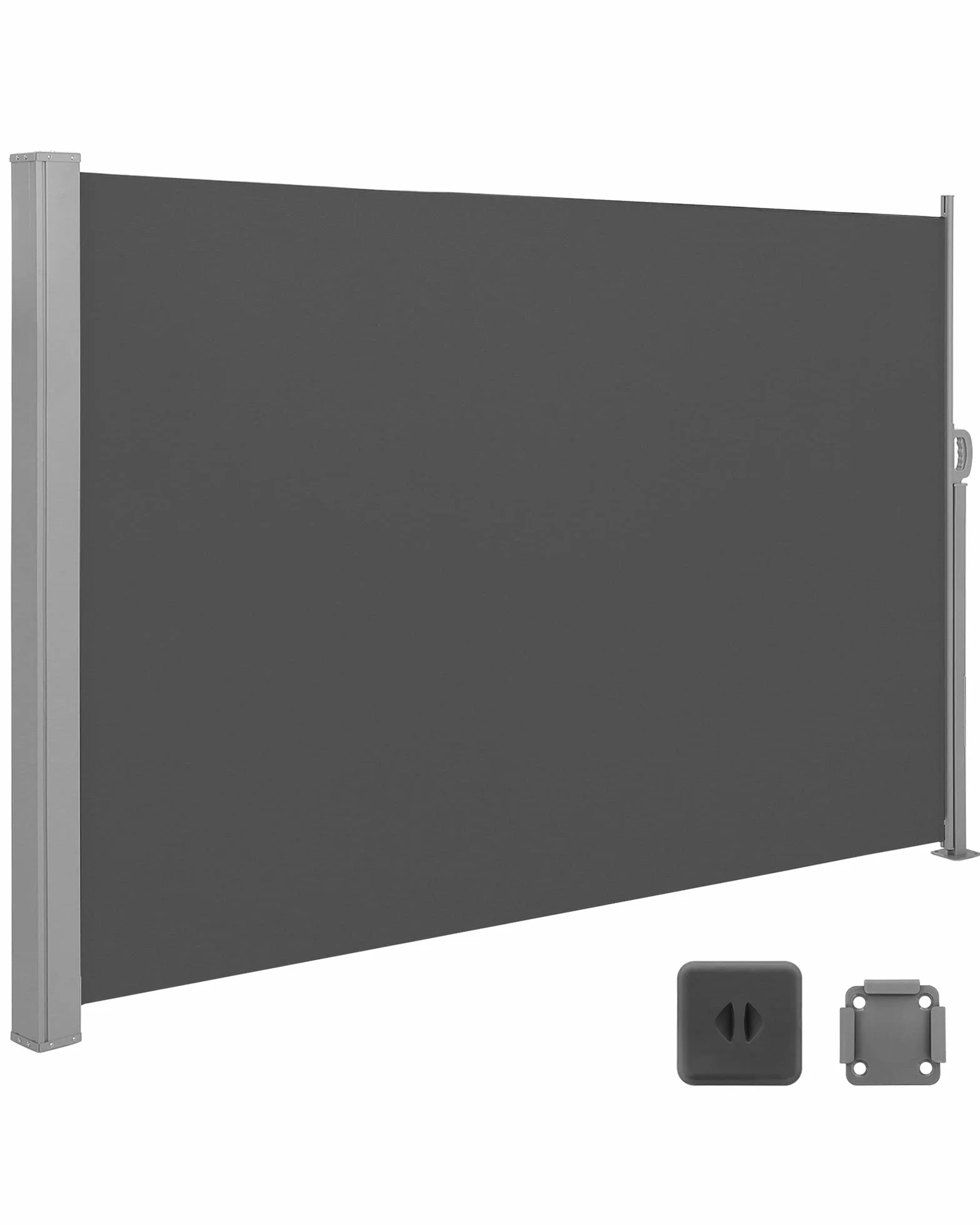 SONGMICS Osłona boczna, wysuwana, 160 x 350 cm, ochrona przed słońcem, nieprzejrzysta roleta zewnętrzna, na taras, do ogrodu, stal, antracytowo-szara GSA165G02