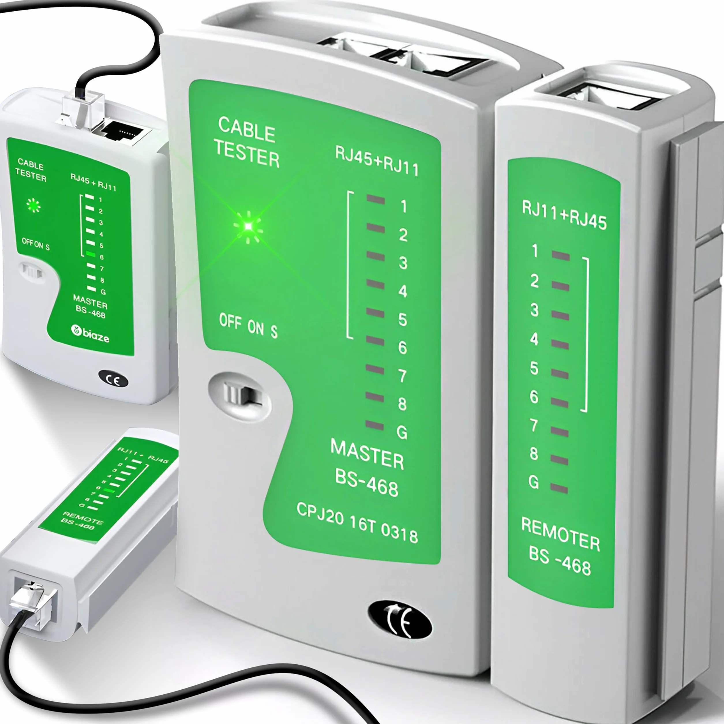 Retoo Tester Kabli Sieciowych RJ11/RJ12/RJ45, Tester Przewodów Krosowych LAN