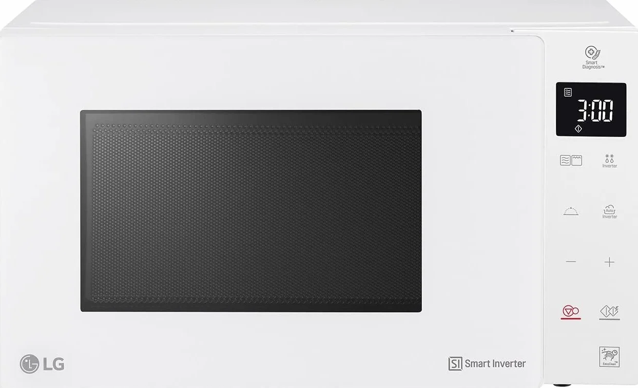 LG Electronics LG, MH6336GIH, kuchenka mikrofalowa z inteligentnym inwerterem i grillem kwarcowym, 23 litry, 1000 W, automatyczne programy, 5 regulowanych poziomów mocy, biała
