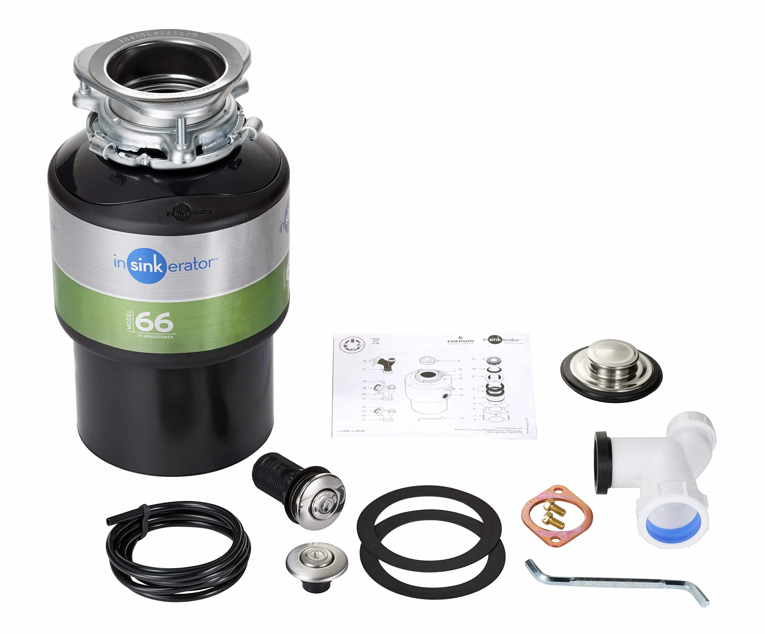 InSinkErator 77971T pojemnik na odpady kuchenne, model 66, 0,75 KM, z wyłącznikiem powietrza, 230 V