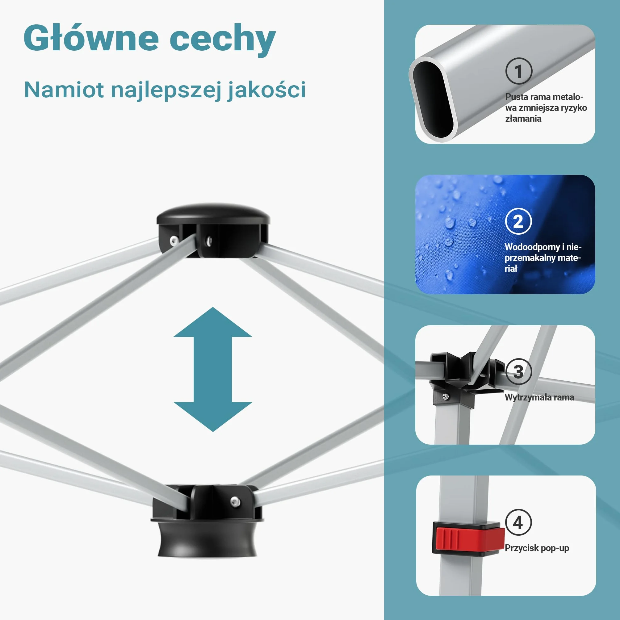 Wiltec Pawilon namiot imprezowy z zamknięciem centralnym do ogrodu wodoodporny niebieski 2,5 x 2,5 x 2,7 m