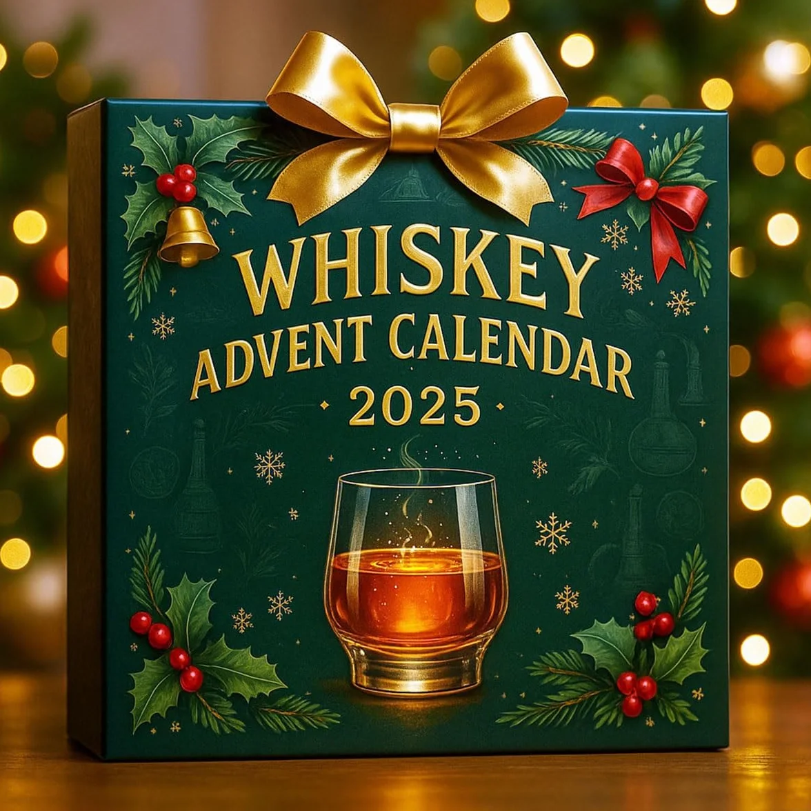 Kalendarz adwentowy z whiskey 2025, Kalendarze adwentowe dla miłośników piwa i whiskey, 24 luksusowe wisiorki z whiskey/piwem, 24 dni bez powtórek, Przez świat whiskey/piwa (Zielony-A)
