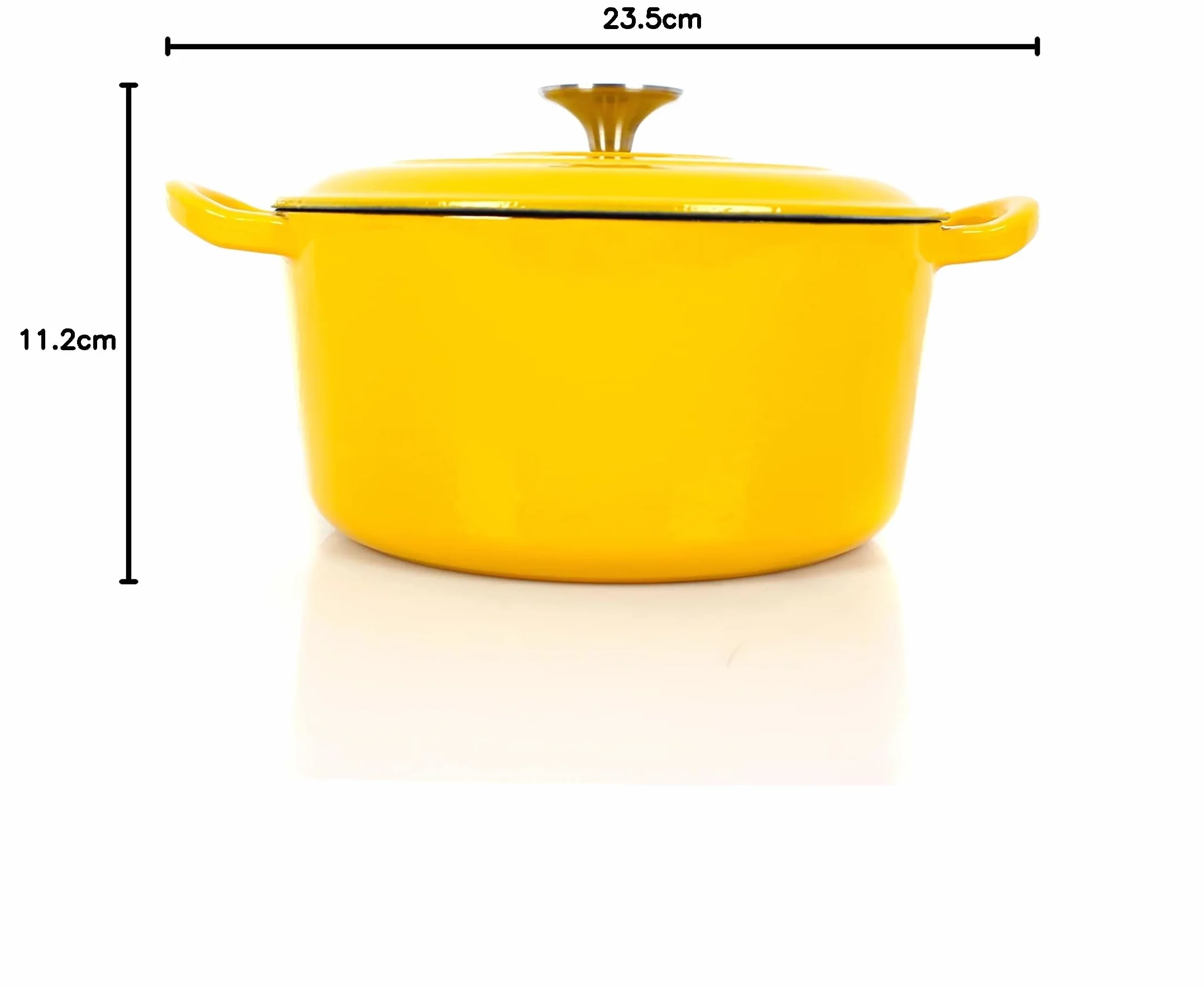 ECHTWERK Zapiekanka żeliwna z powłoką emaliowaną, garnek żeliwny, brytfanna z pokrywką, okrągły garnek do pieczenia chleba, odpowiedni do piekarników, grilli, grillów i indukcji, żółty, 3,5 L