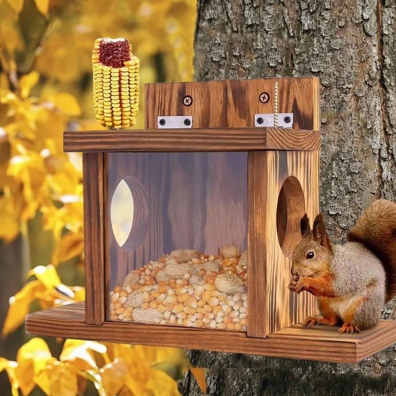 Stacja do karmienia wiewiórek, drewniany domek dla wiewiórek, karmnik dla wiewiórek, karmnik dla wiewiórek, drewniane pudełko do karmienia wiewiórek, domek do karmienia wiewiórki, domek dla wiewiórek