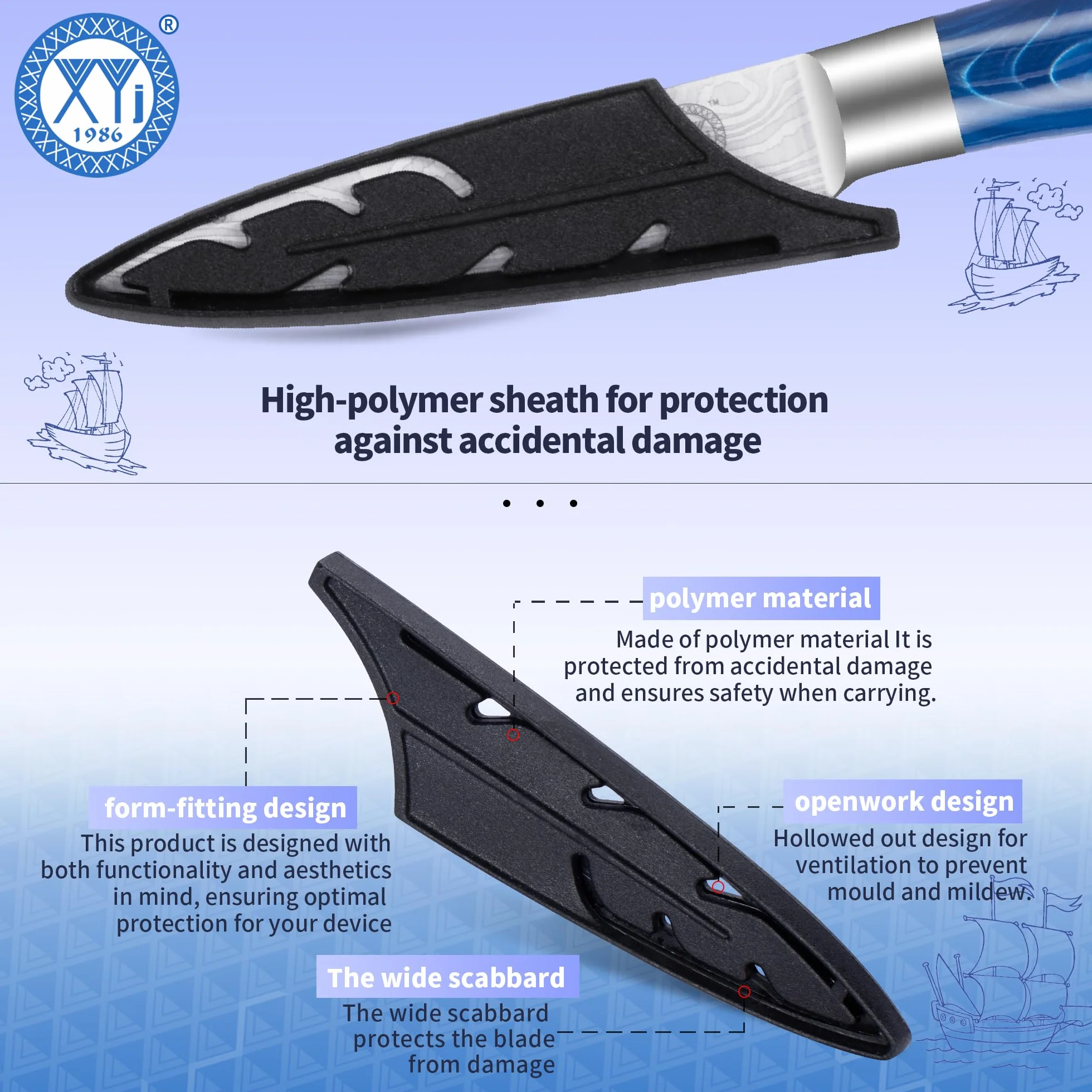 XYJ Paring Knife With Sheath,Stainless Steel 3.5 Inch Small Kitchen Knife,Razor-Sharp Fruit Vegetable Peeler Knife Ergonomic Handle,Kitchen Outdoor Camping BBQ
