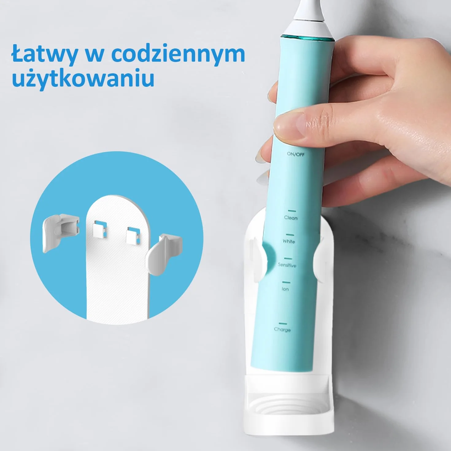 Elektryczny Uchwyt na Szczoteczkę do Zębów, HOMMAND 2 Szt. Mocny Samoprzylepny Uchwyt na Szczoteczki Elektryczne, Regulowany Stojak Organizer na Szczoteczki do Zębów Naścienny do łazienki, Biały