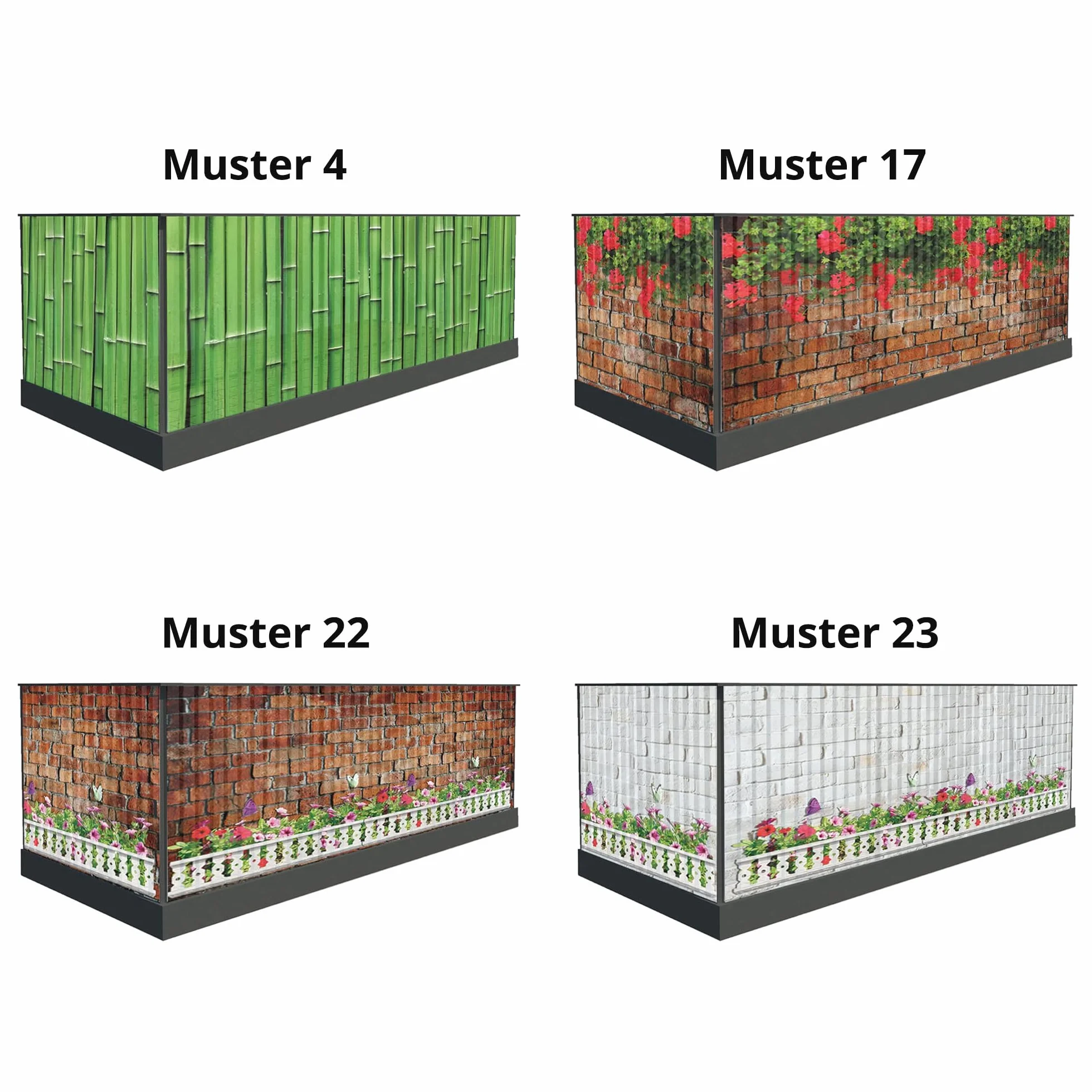 Osłona balkonowa na balkon, 100 cm wysokości lub na inną ochronę przed wiatrem, osłona balkonu, mata prywatności, zadaszenie tarasu (500 x 100 cm, wzór 26)